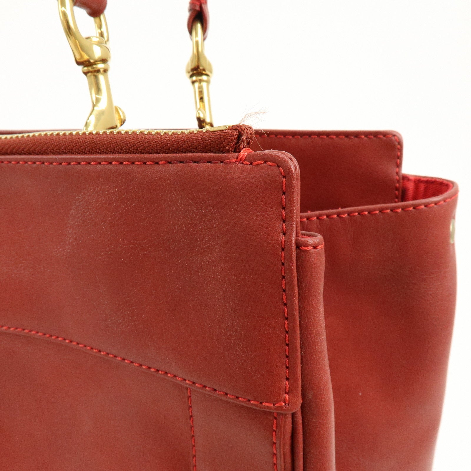 Chloe Eden Leather Shoulder Bag Hand Bag Tote Bag Red