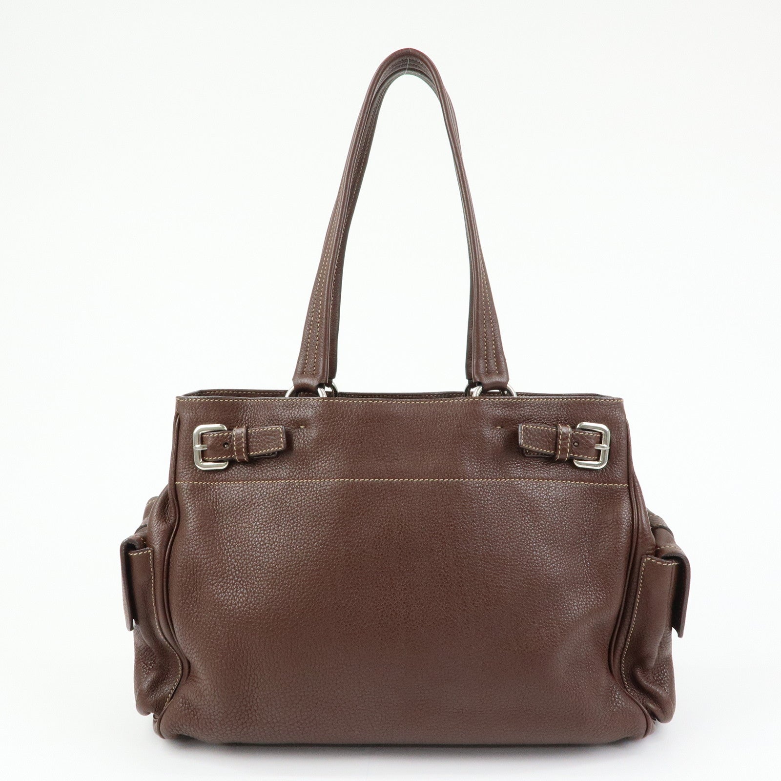 PRADA Vitello Daino Leather Shoulder Bag Tote Bag Brown BR3250