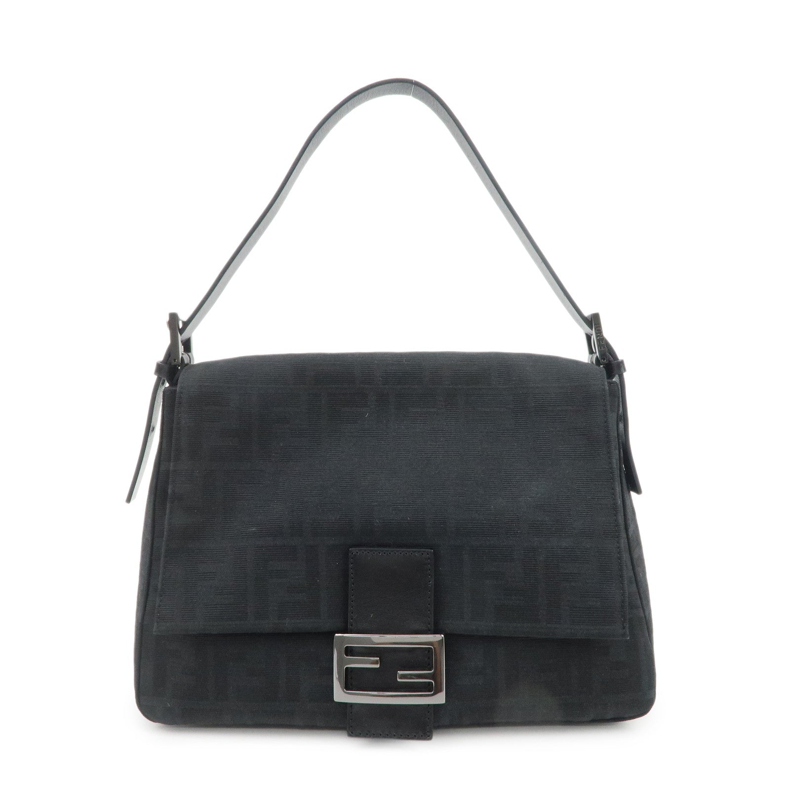 FENDI Mamma Baguette Zucca Canvas Leather Shoulder Hand Bag 8BR001