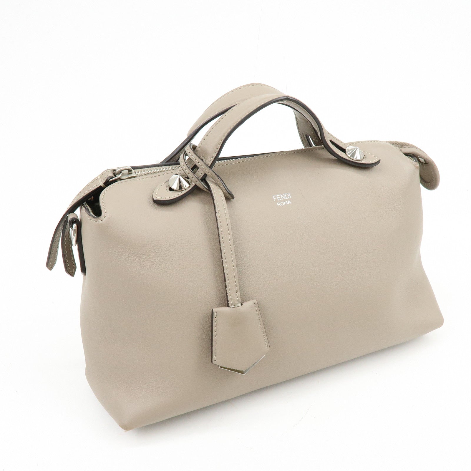 FENDI BY THE WAY Medium Leather 2Way Hand Bag Greige 8BL124