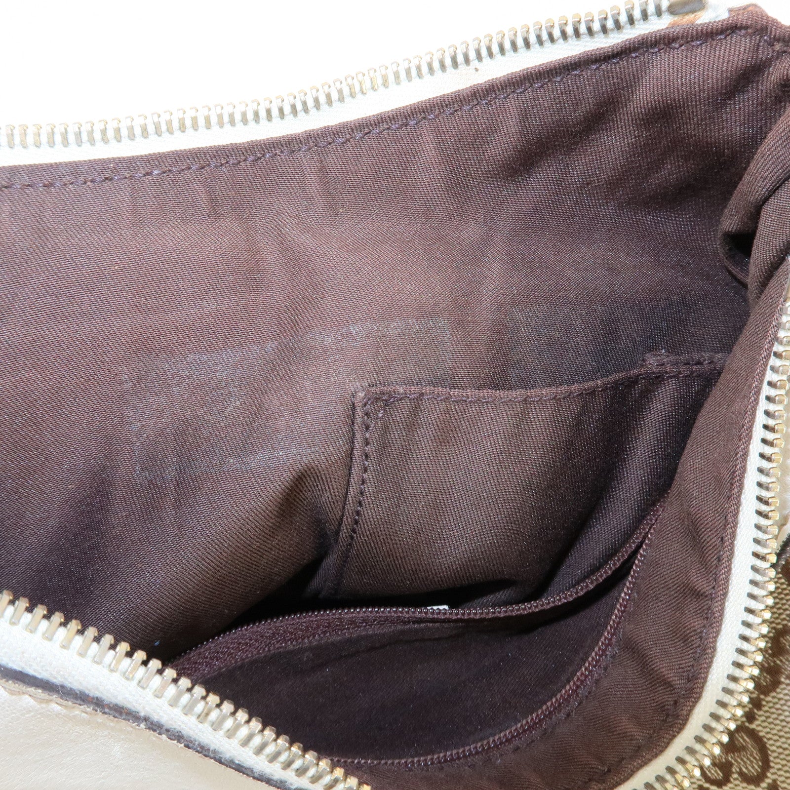 GUCCI Abbey GG Canvas Leather Shoulder Bag Beige 190525 Used