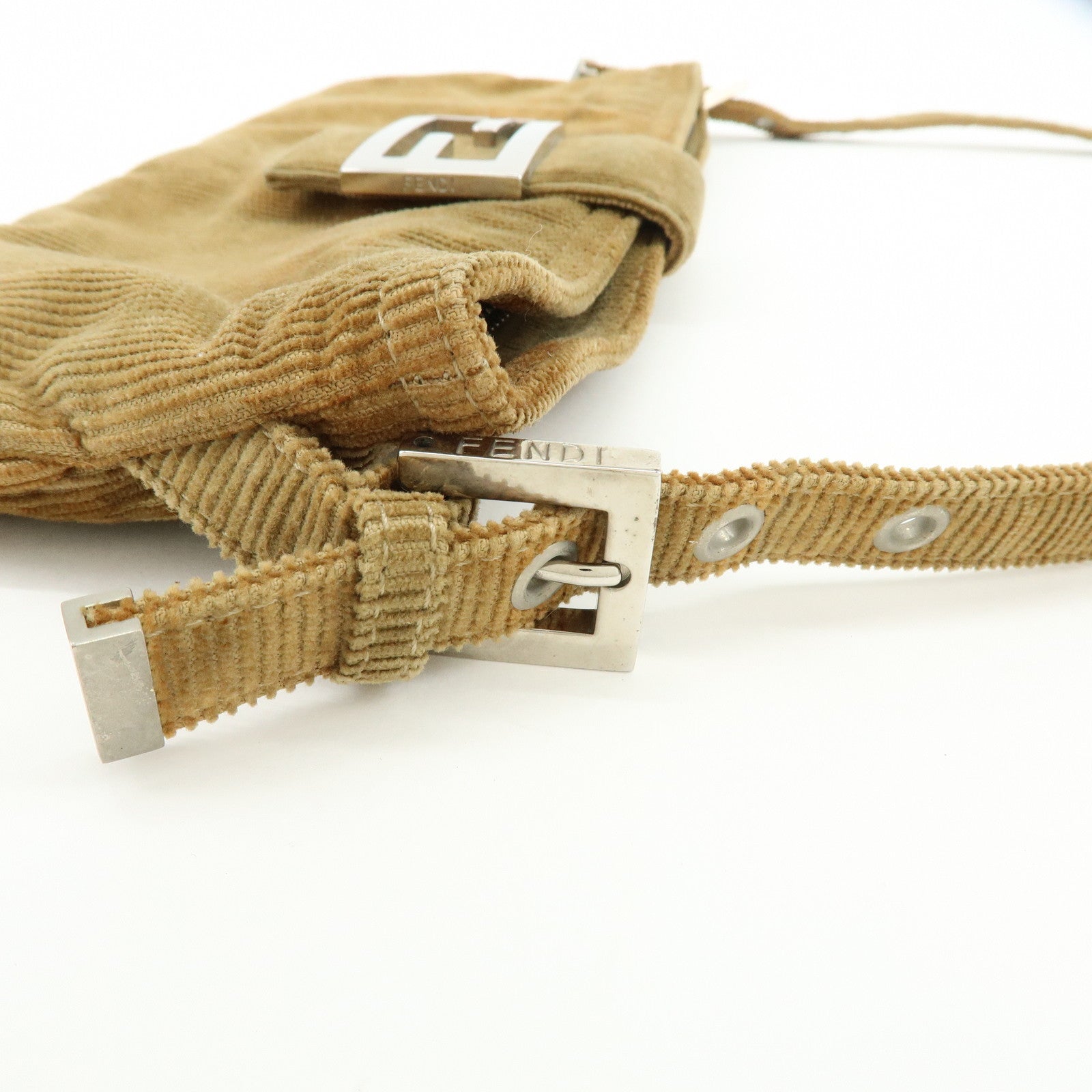 FENDI Corduroy Shoulder Bag Crossbody Bag Brown 26685