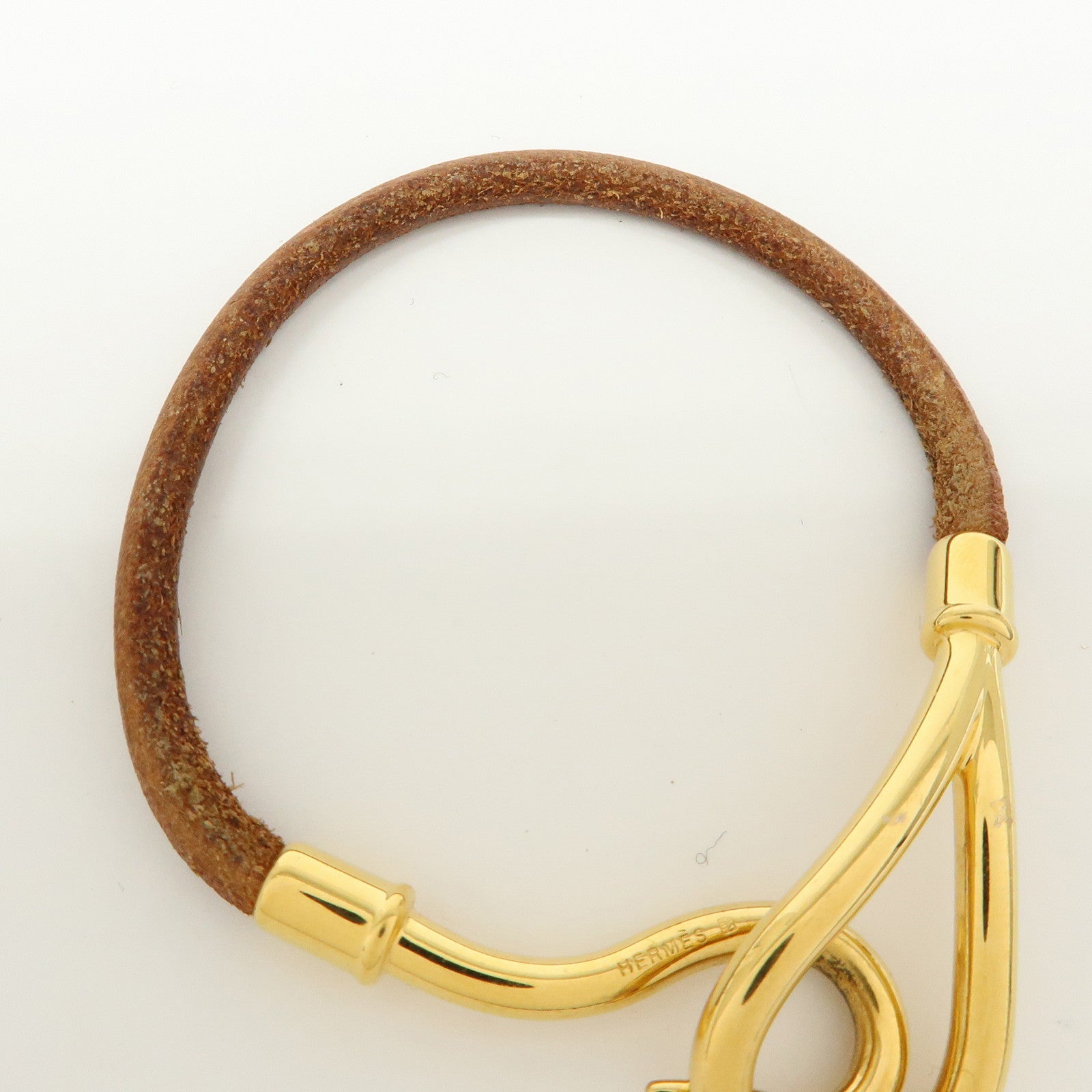 HERMES Leather Jumbo Choker Bracelet Brown