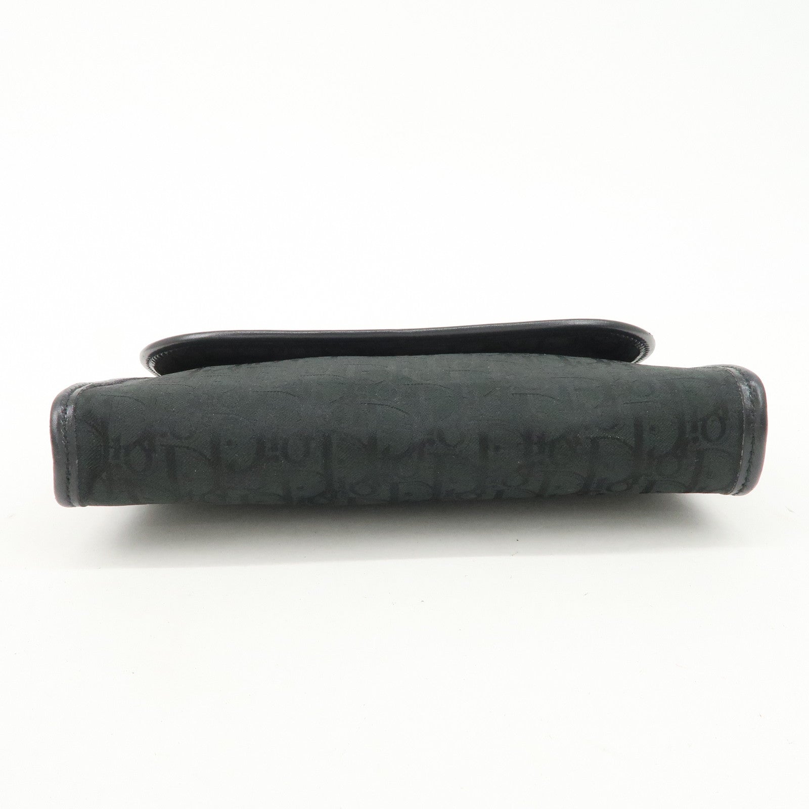 Christian Dior Trotter Leather Canvas Chain Shoulder Bag Black