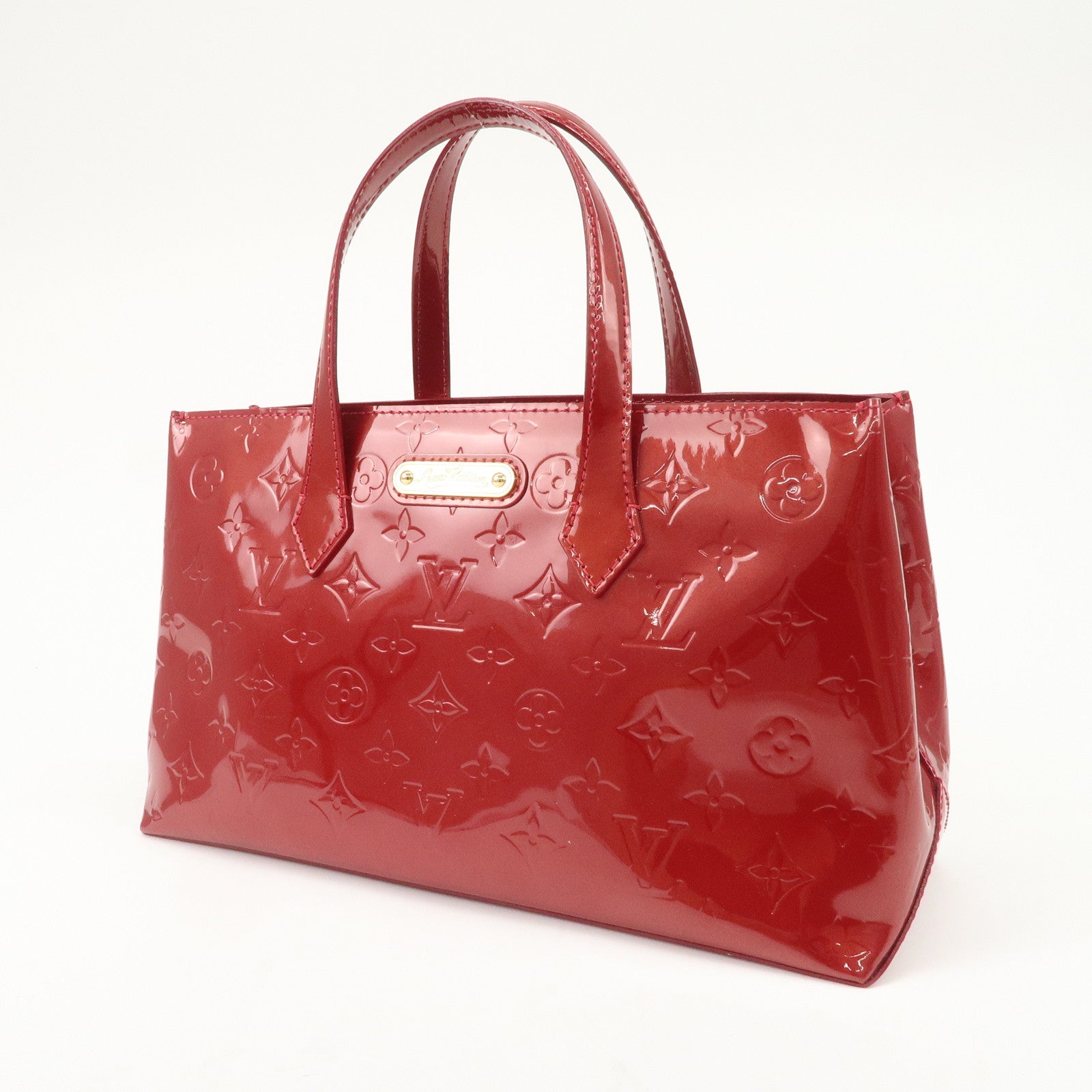 Louis Vuitton Monogram Vernis Wilshire PM Hand Bag Red M93642