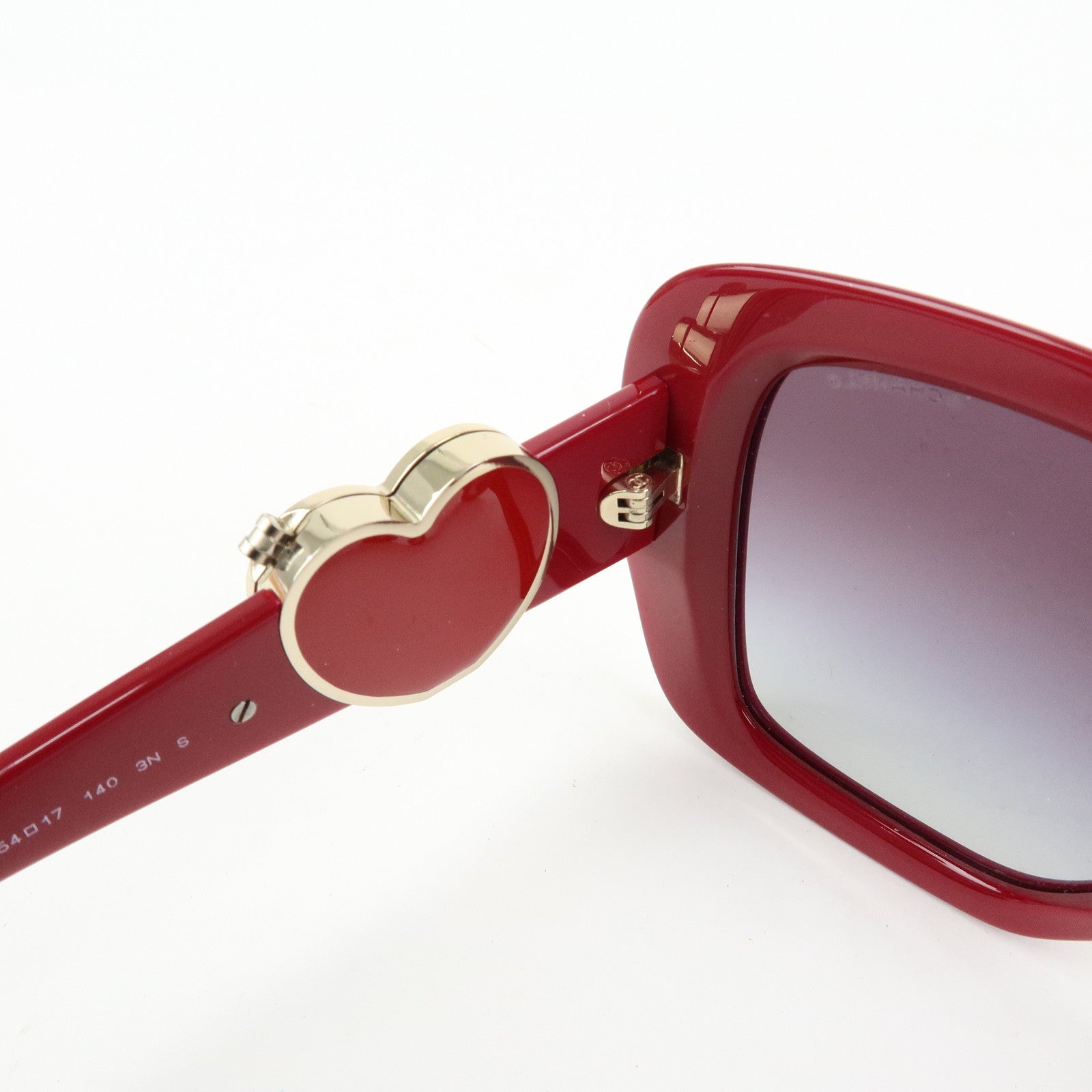 CHANEL COCO Mark Heart Plastic Sunglasses Red 5518-A 54□17 140 3N