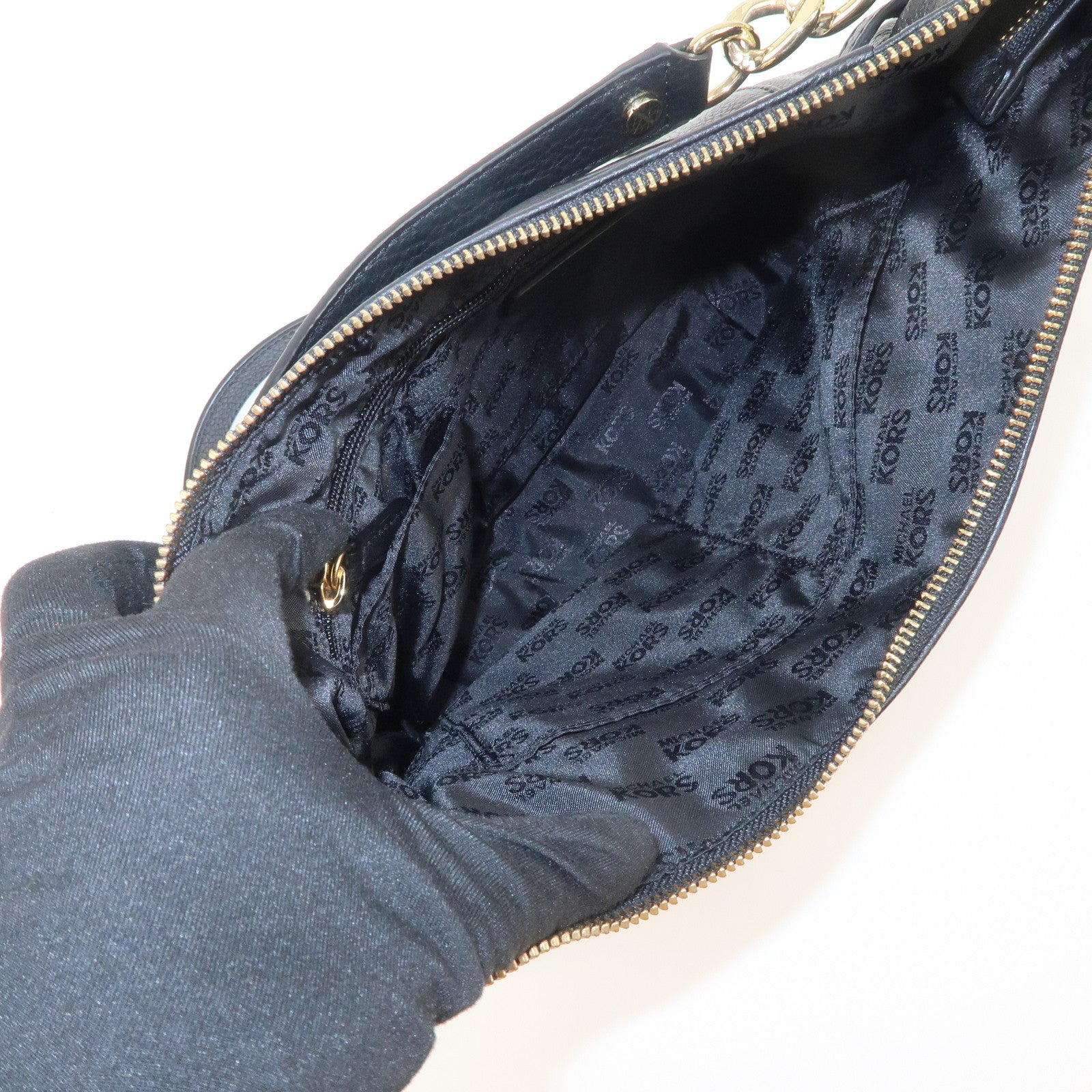 MICHAEL KORS Logo Leather 2Way Bag Hand Bag Shoulder Bag Black