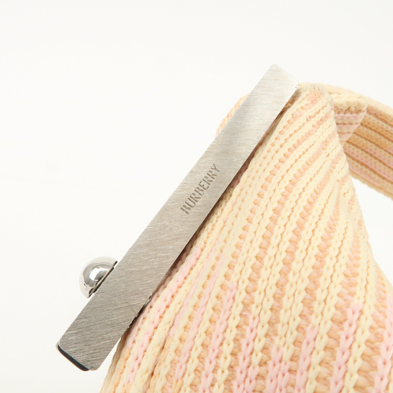 BURBERRY Cotton Mini Peg Duffle Hand Bag Beige Pink Yellow Used