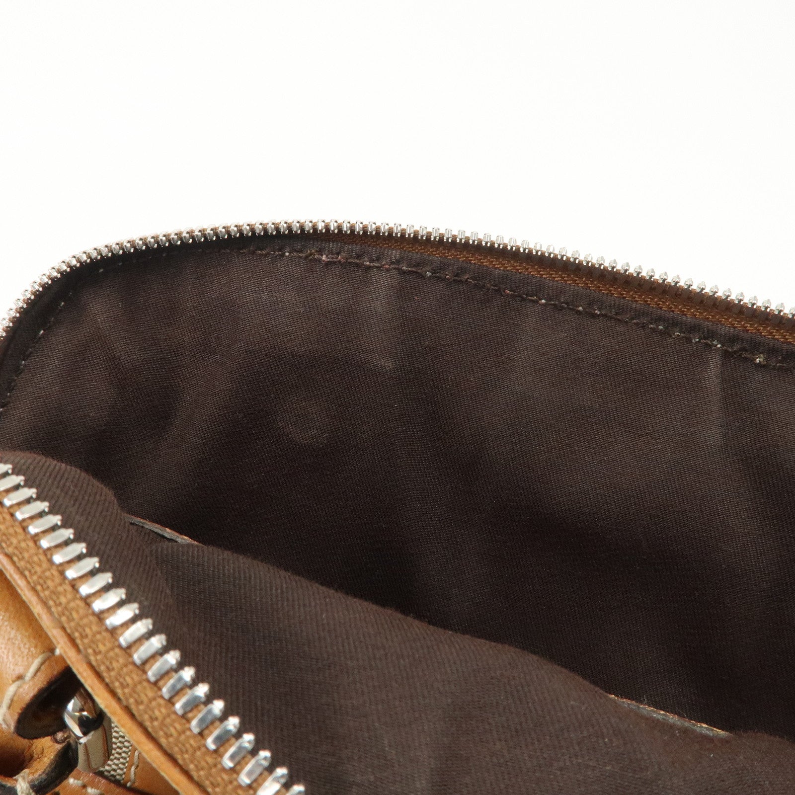 GUCCI Interlocking G Sherry Leather Canvas Hand Bag Beige 114882 Used