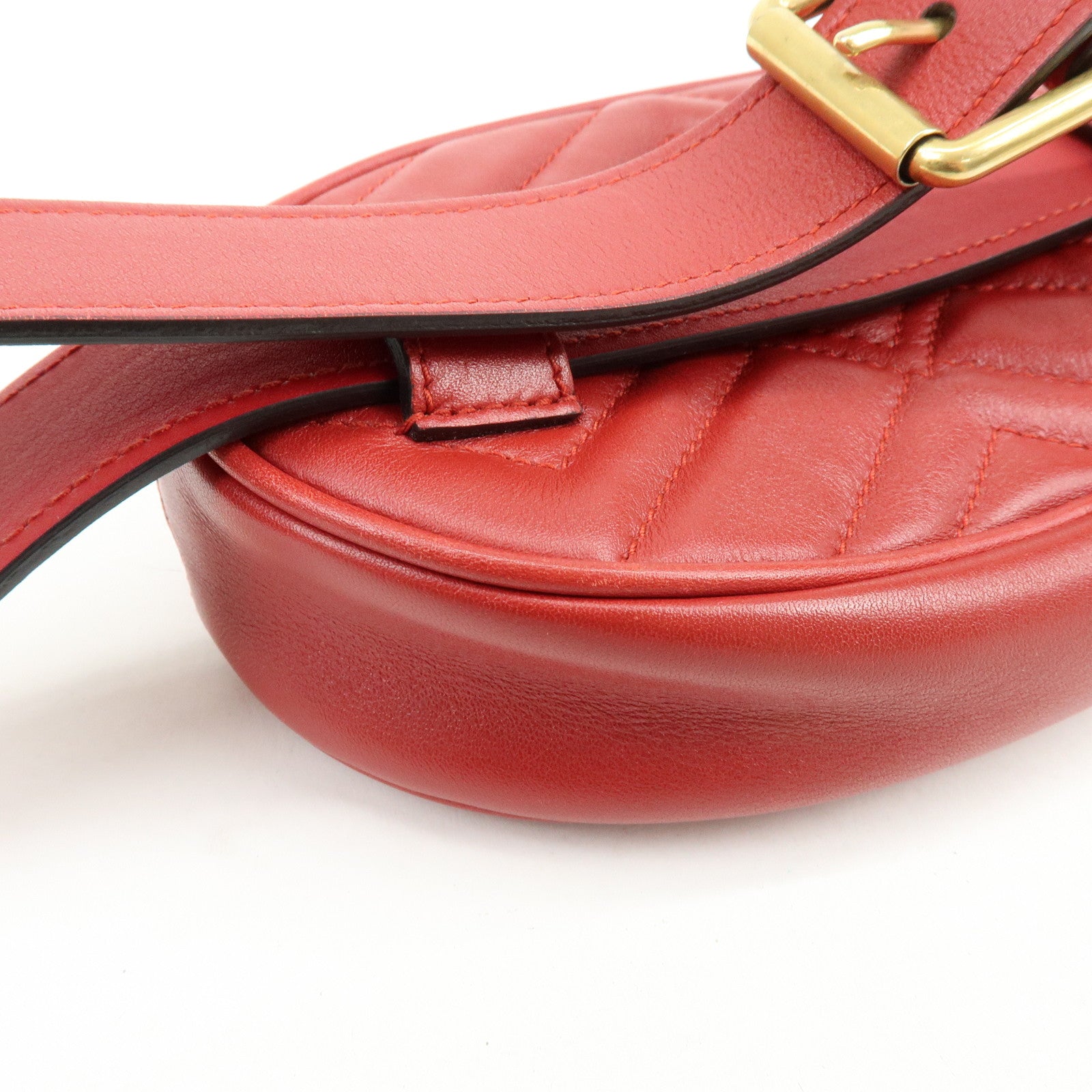 GUCCI GG Marmont Leather Waist Pouch Body Bag Red 476434