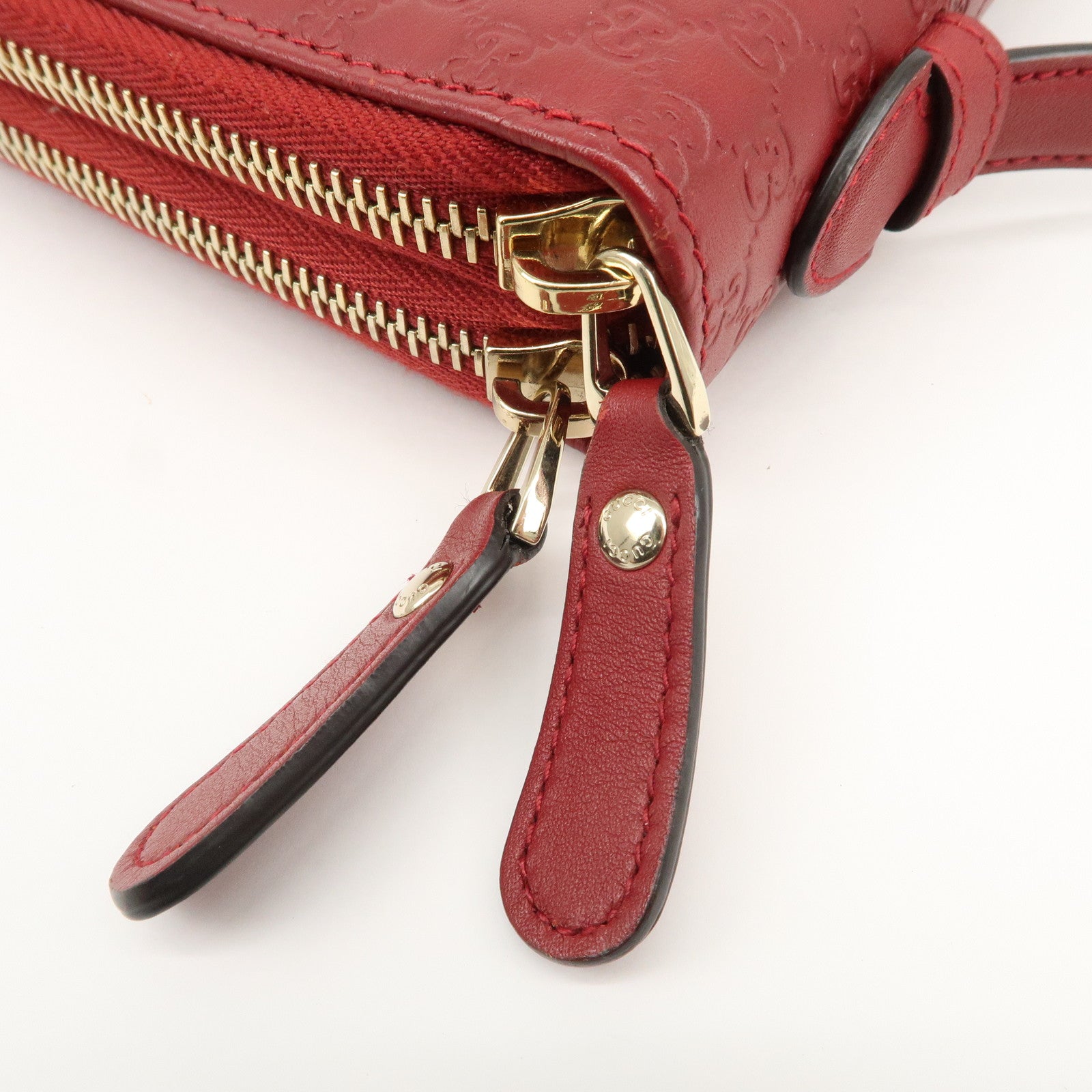 GUCCI Micro Guccissima Leather Travel Case Clutch Bag Red 544250 Used