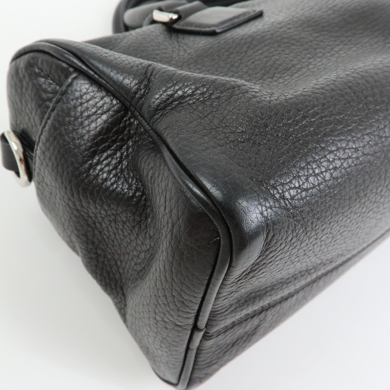 LOEWE Anagram Calf Leather Hand Bag Mini Boston Bag Black