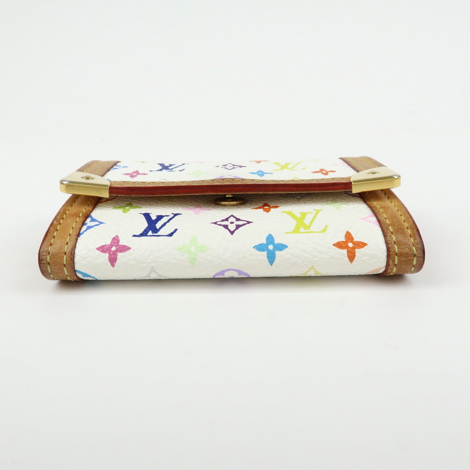Louis Vuitton Multicolor Porte Monnaie Plat Coin Case Blanc M92657