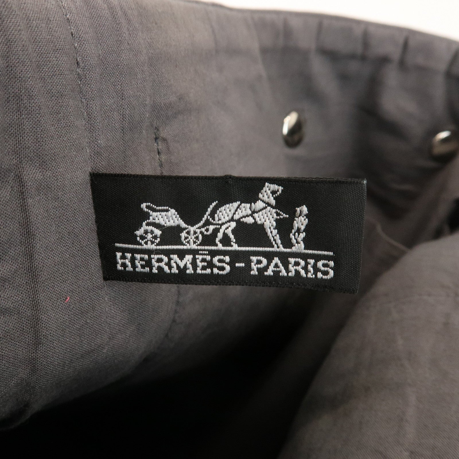 HERMES Amedaba GM Canvas Leather Tote Bag Hand Bag Grey