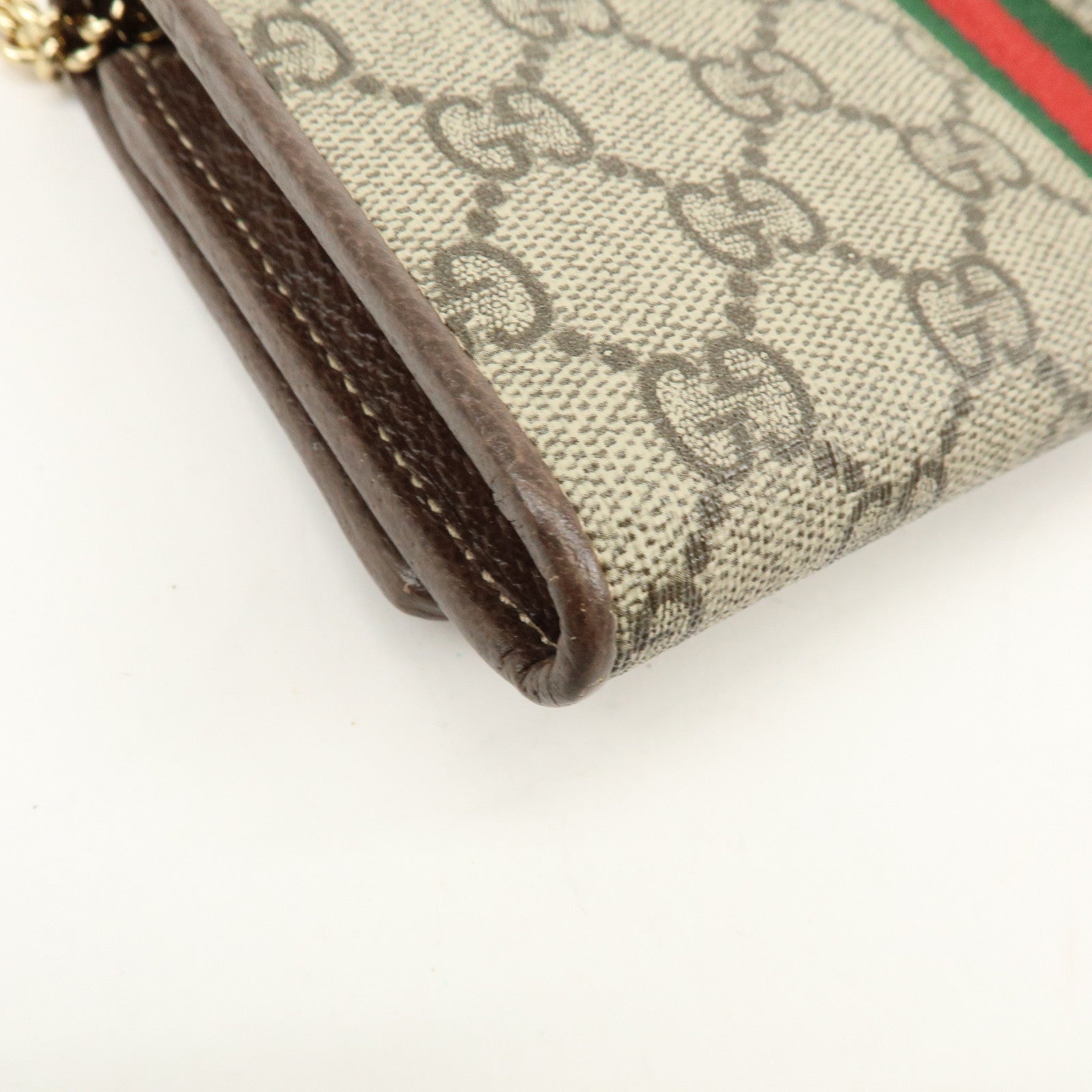 GUCCI Sherry Ophidia GG Supreme Leather Chain Wallet Beige 546592