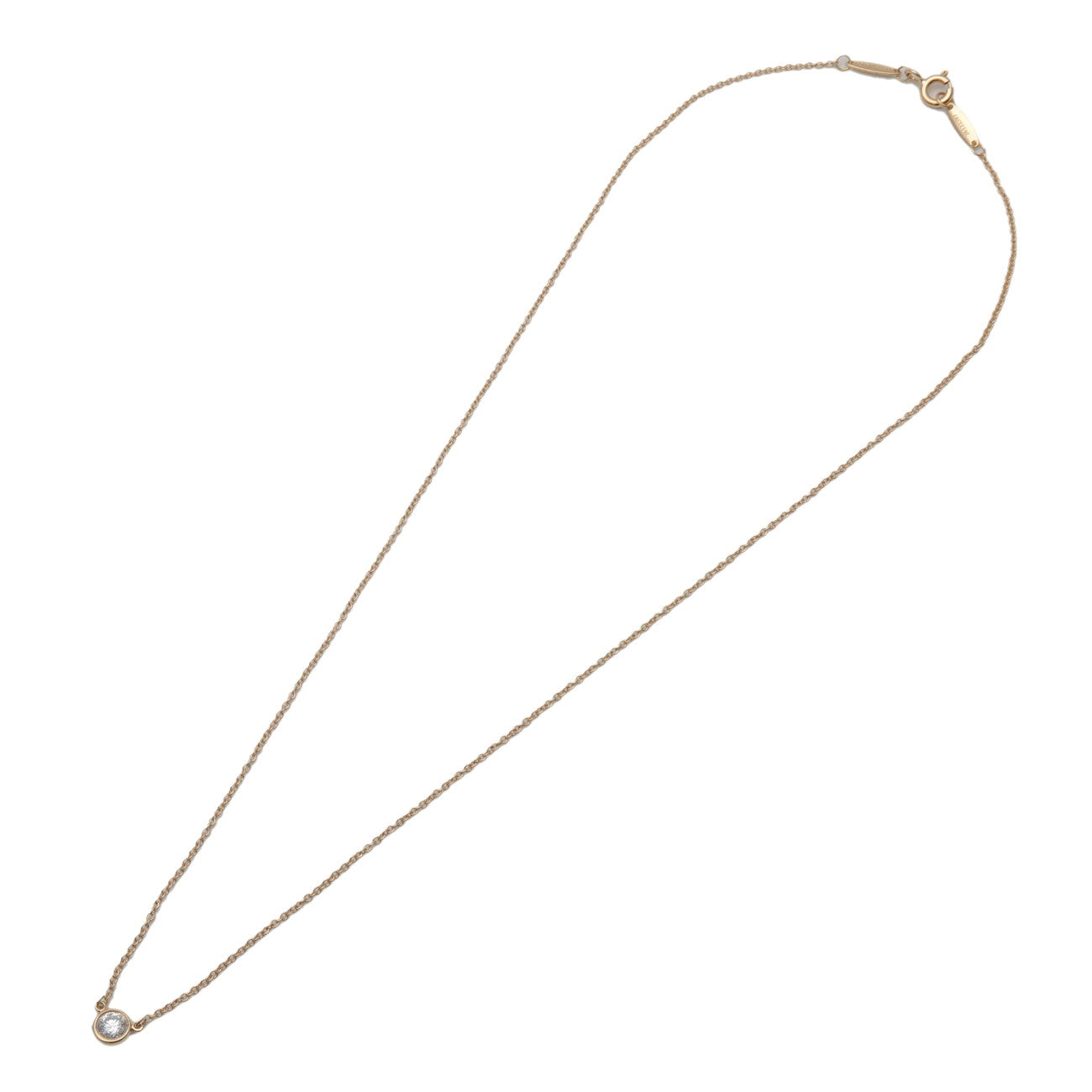 Tiffany & Co By The Yard 1P Diamond Necklace K18 750YG Yellow Gold