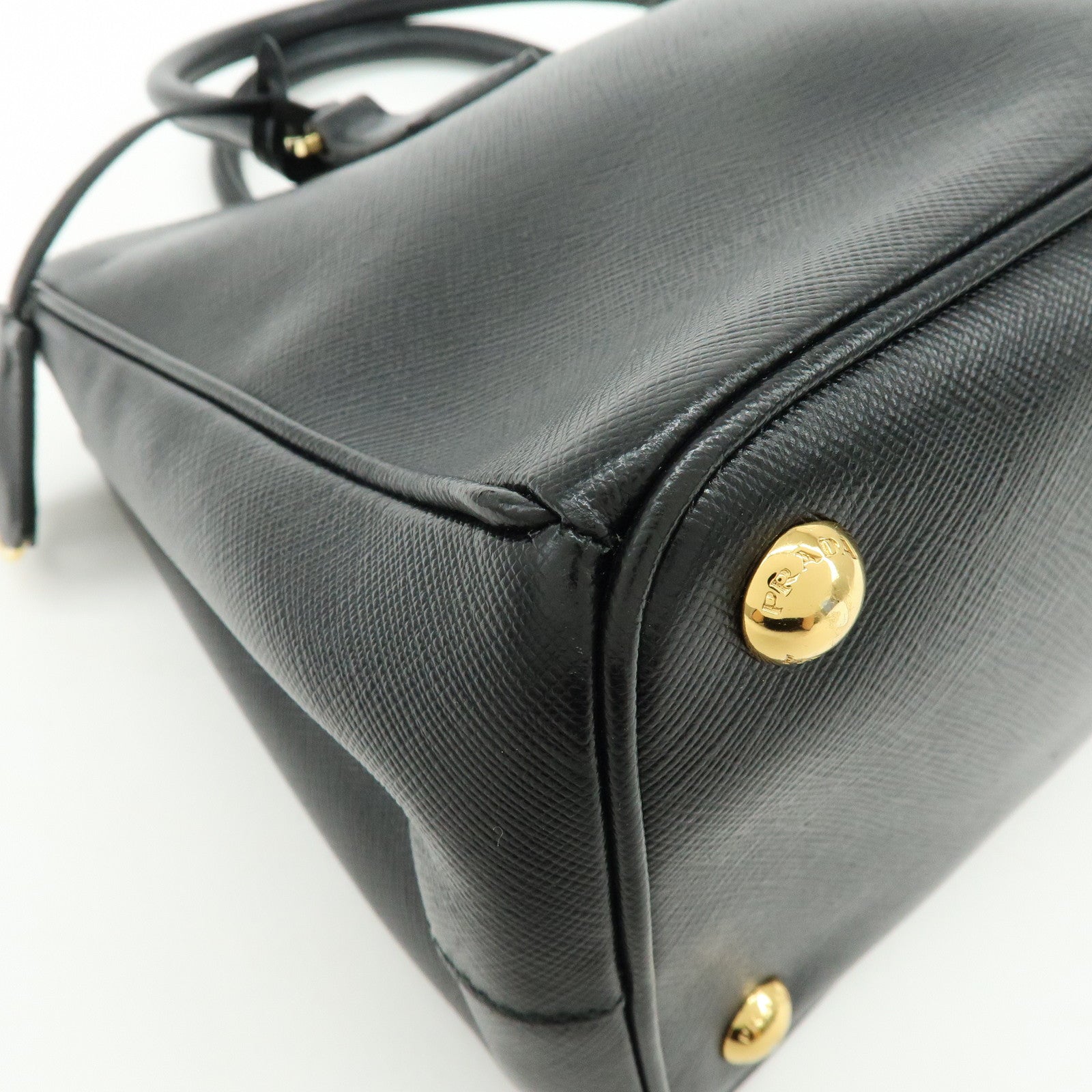 PRADA Traingle Logo Galleria Saffiano Leather 2Way Hand Bag 1BA863