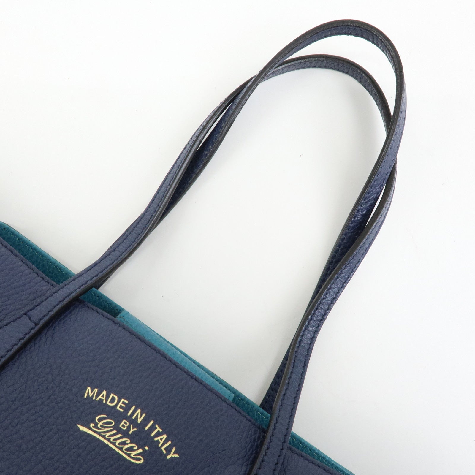 GUCCI Swing Calf Leather Shoulder Bag Tote Bag Blue 354408