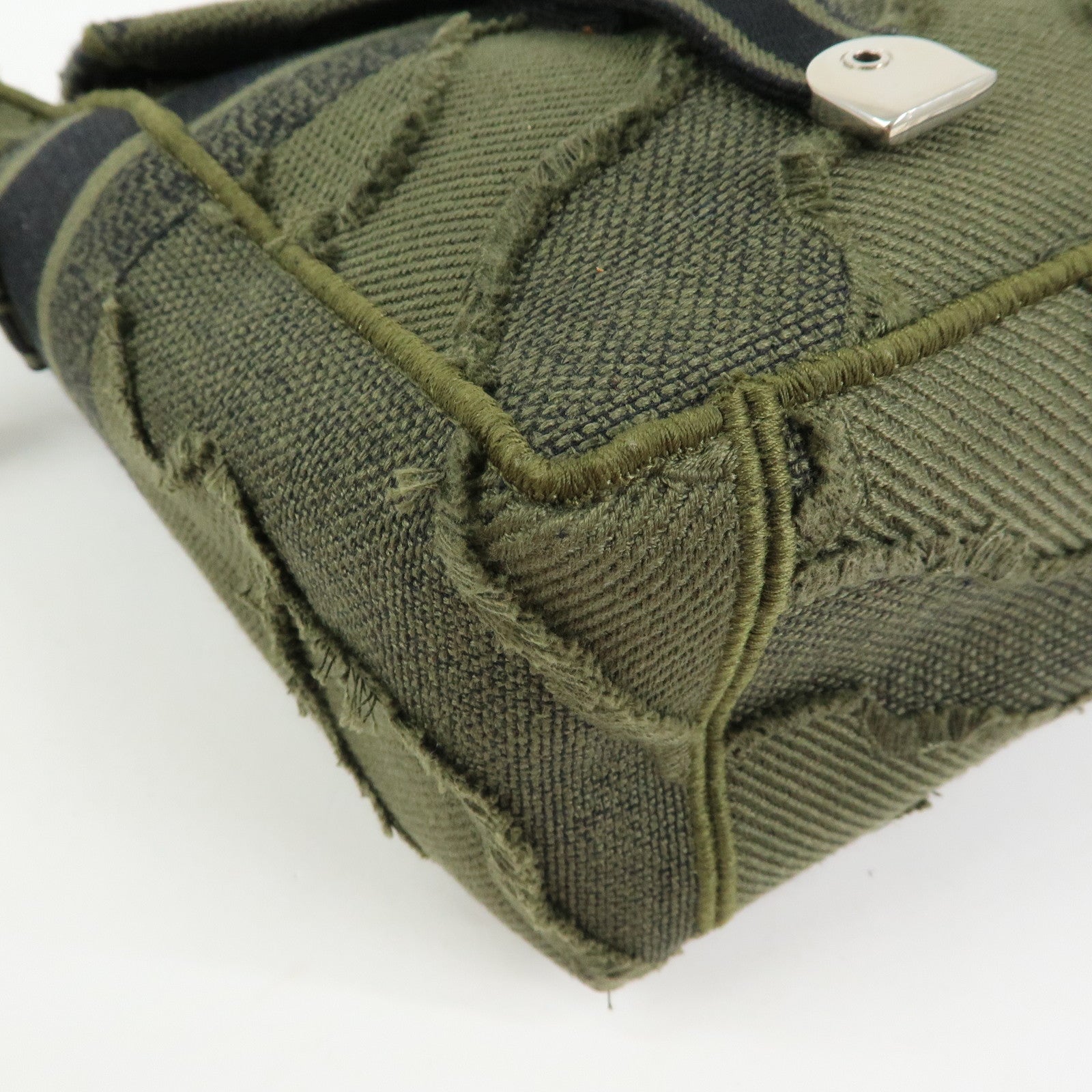 Christian Dior Dior Camp Cotton Canvas Shoulder Bag Khaki Black