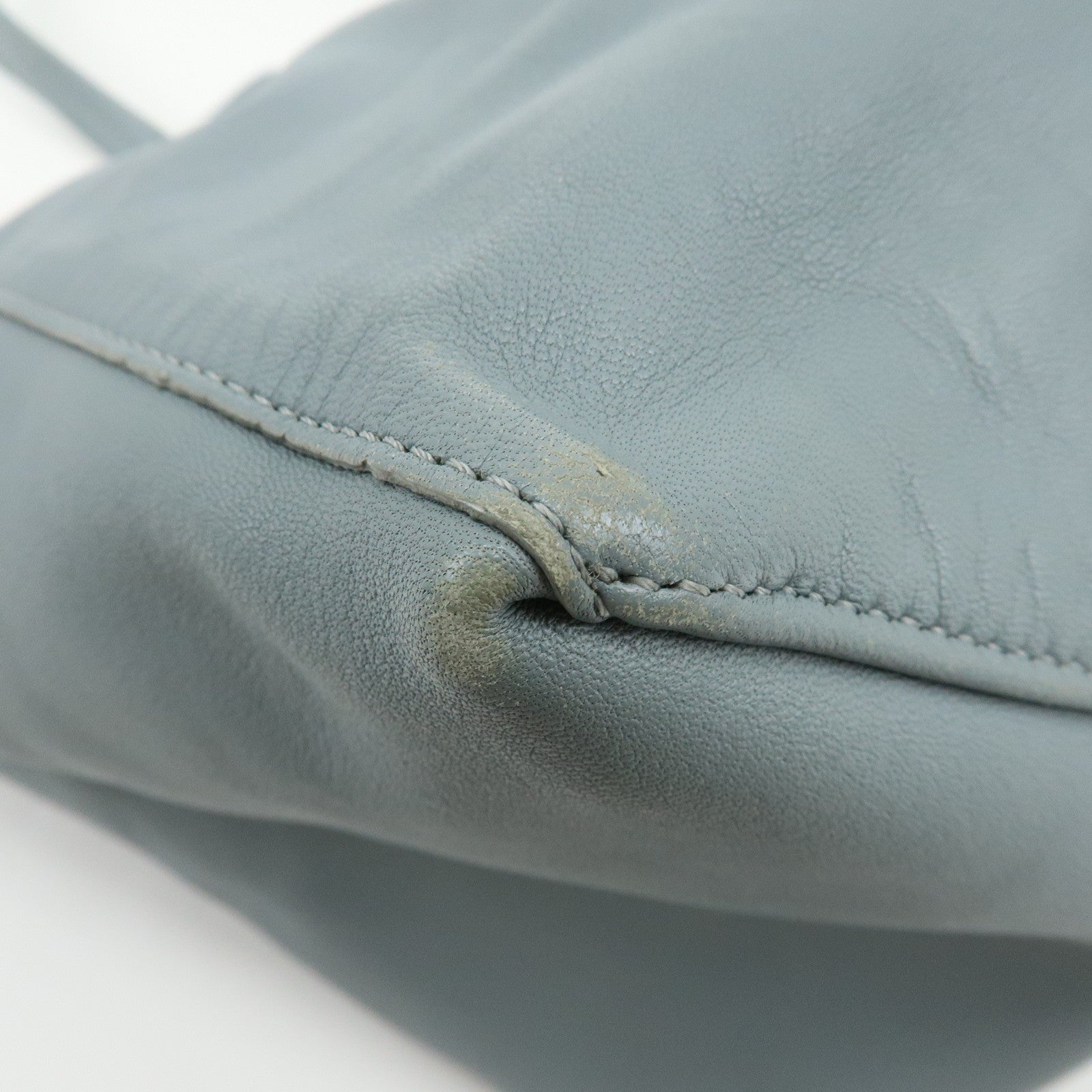 CELINE Horizontal Cabas Leather Tote Bag Shoulder Bag Light Blue