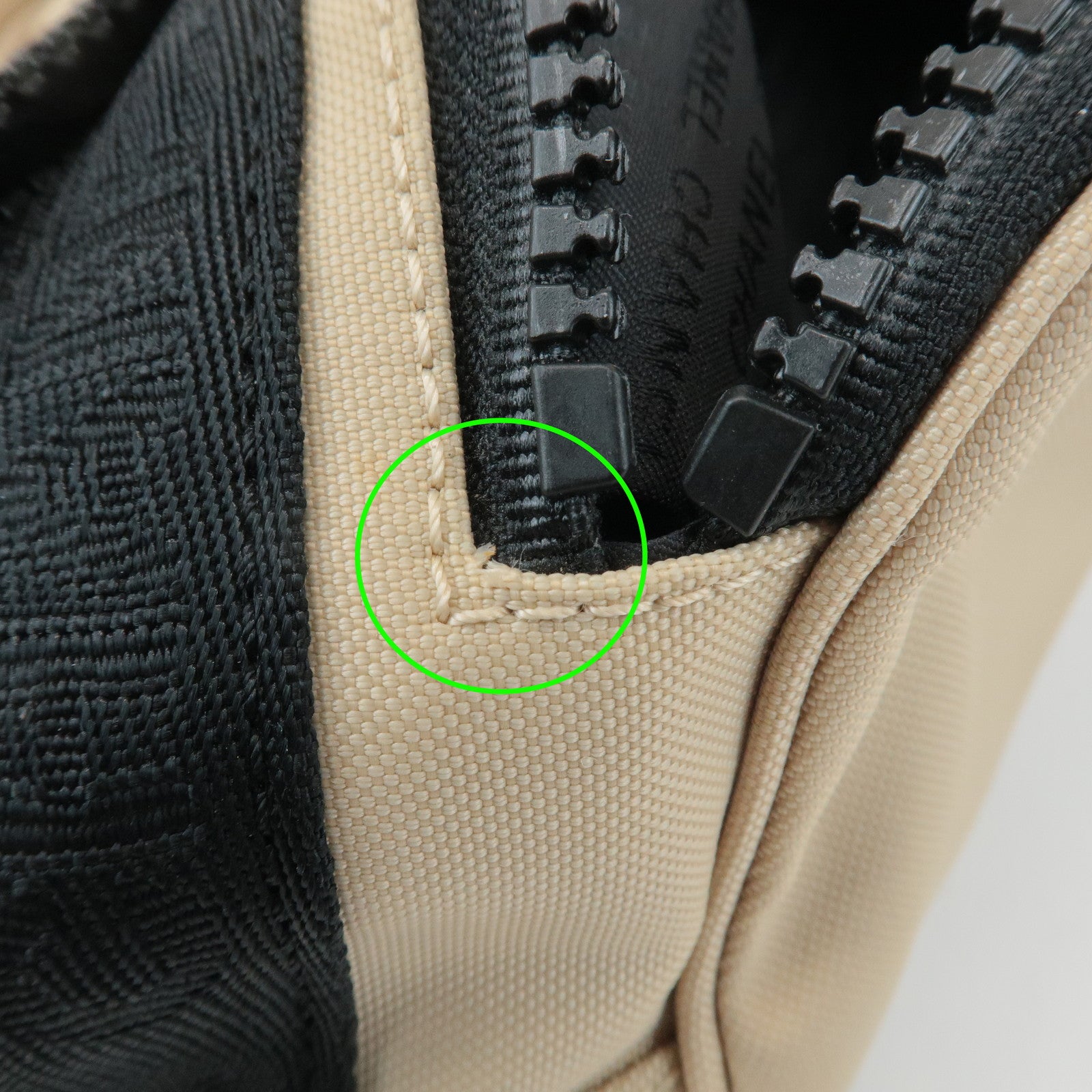 CHANEL Sports Line Nylon Leather Pouch Beige Black