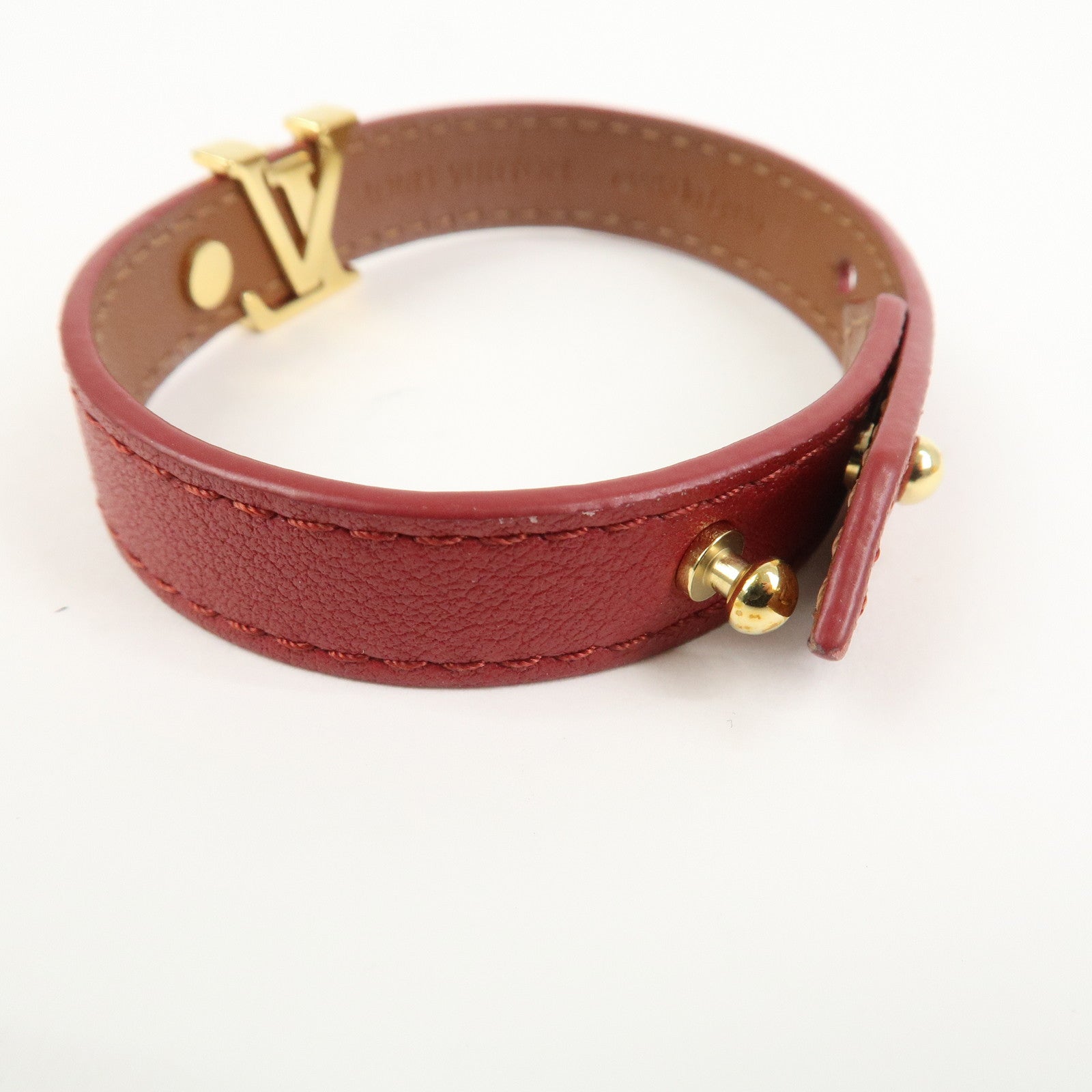 Louis Vuitton Iconic Leather Metal Bracelet Rouge Red M8106