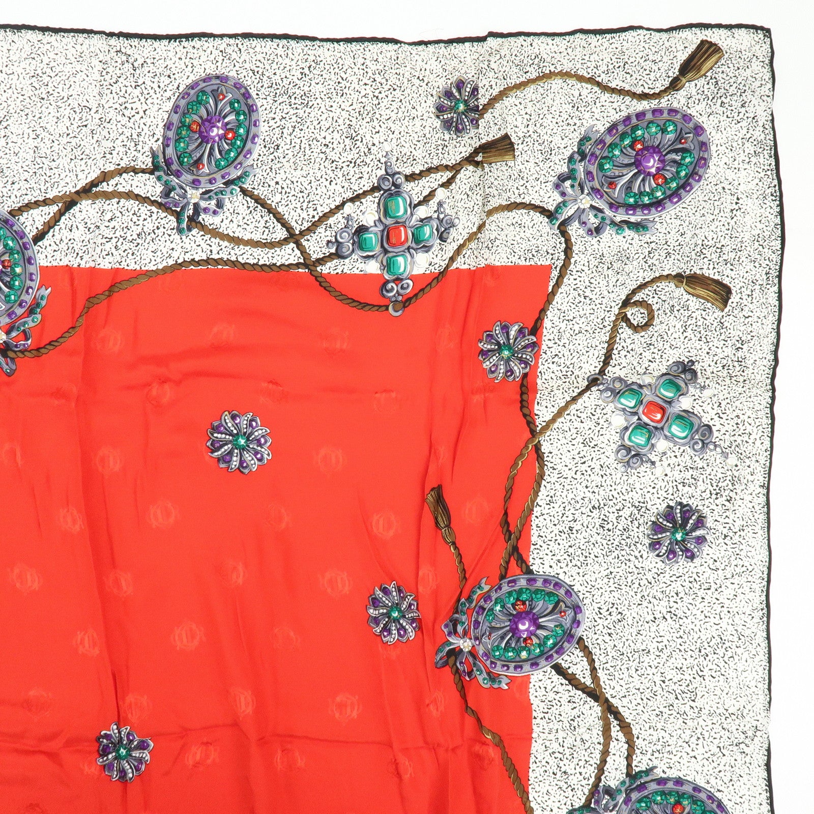 Christian Dior Set of 2 Silk 100% Scarf Black Red