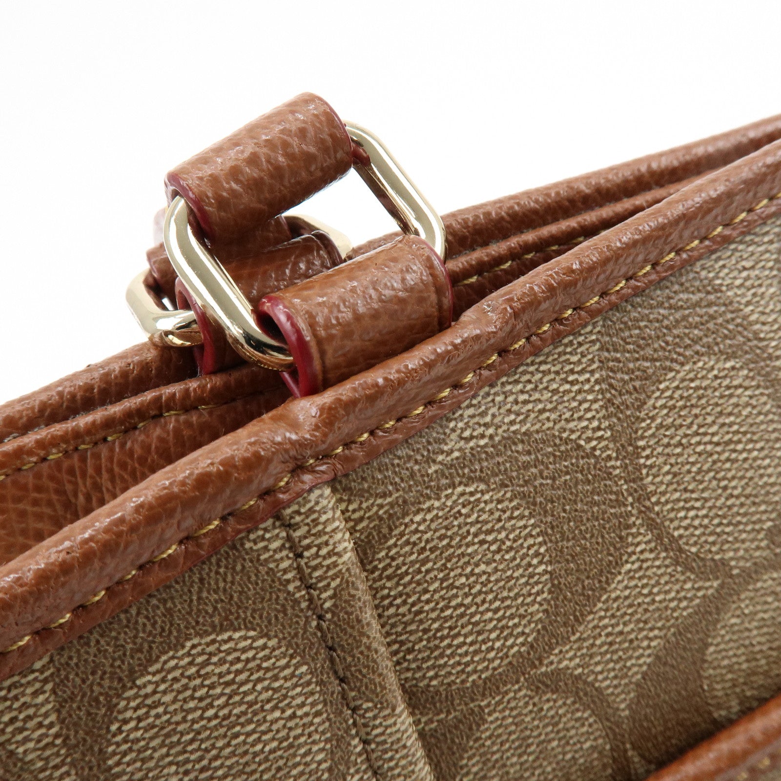COACH Signature PVC Leather 2Way Shoulder Bag Tote Bag Beige Brown