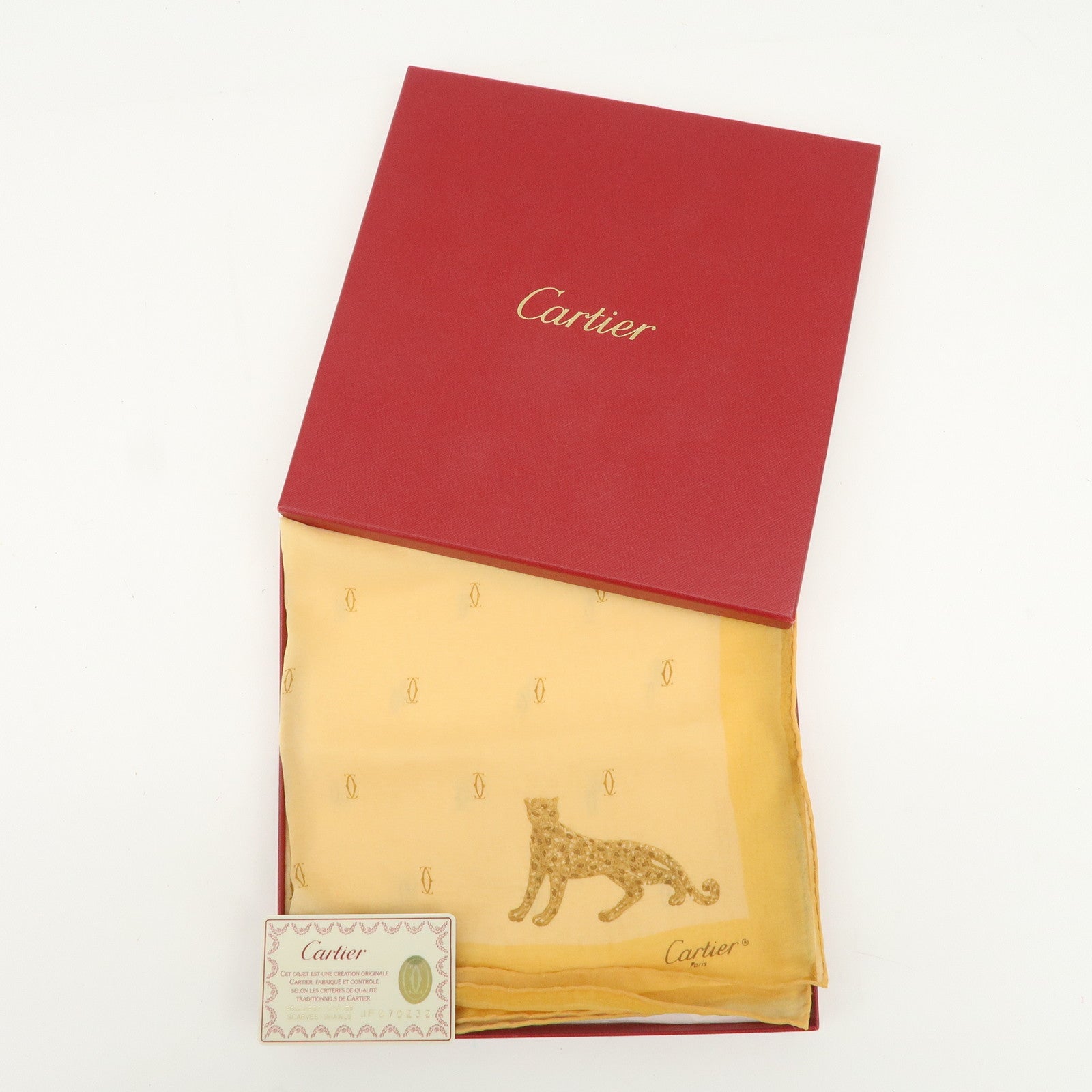 Cartier Logo Silk 100% Scarf Yellow