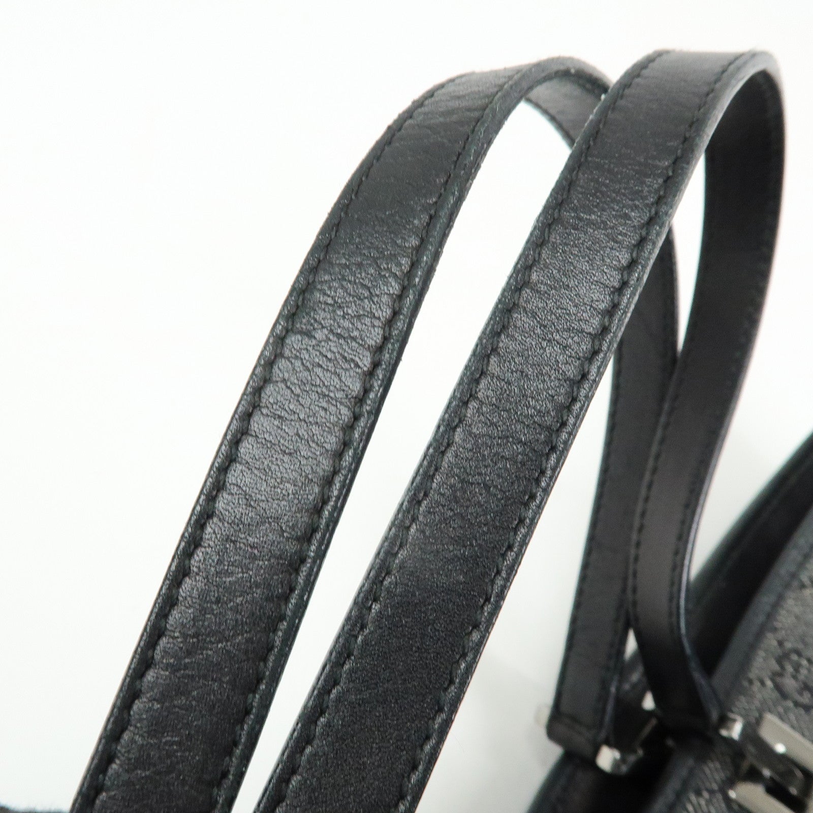 GUCCI GG Denim Leather Tote Bag Shoulder Bag Black 31243