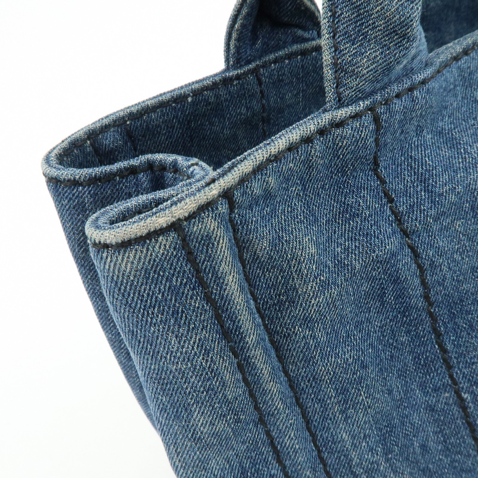 PRADA Triangle Logo Canapa Mini Canvas Denim 2Way Hand Bag 1BG439