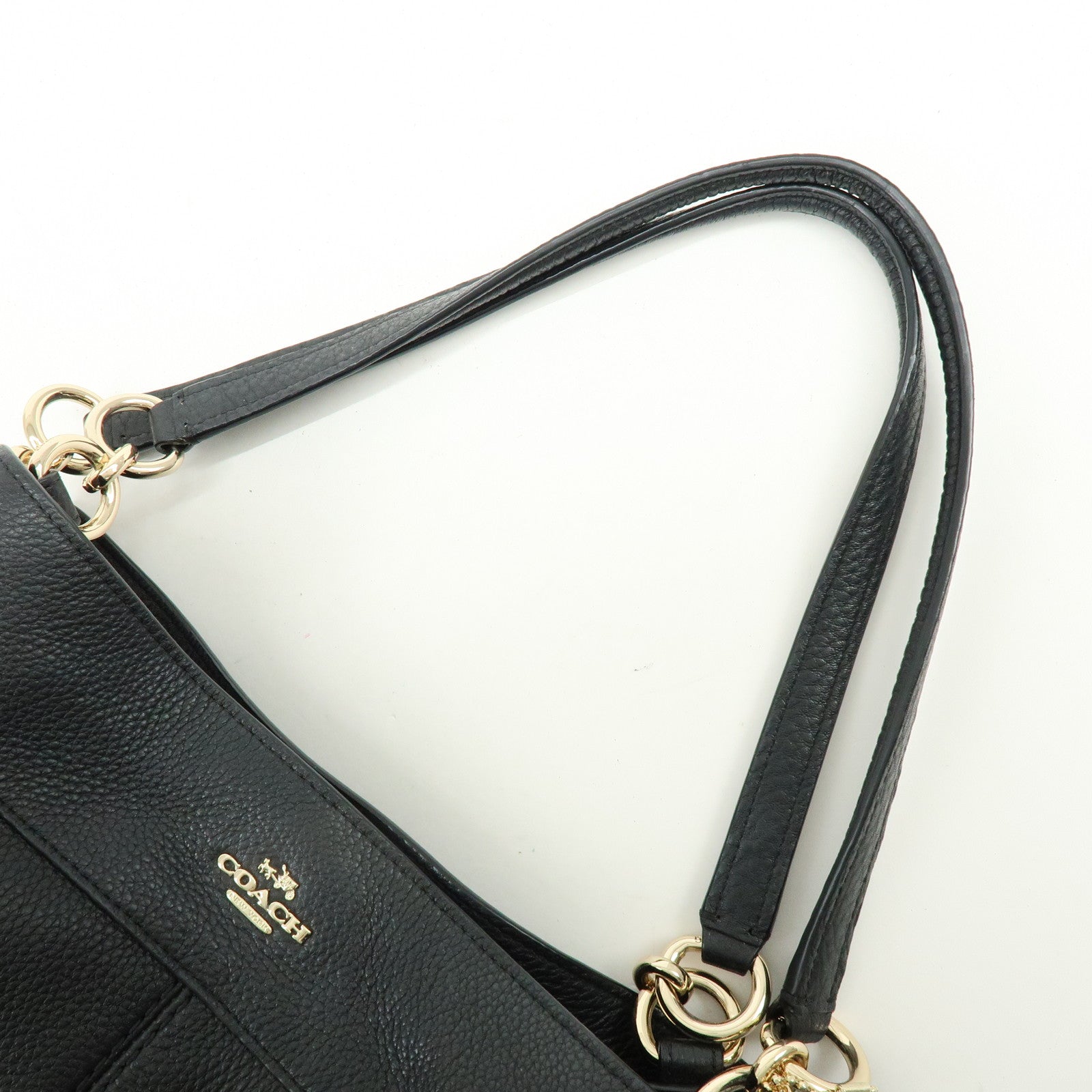 COACH Logo Leather Shoulder Bag Hand Bag Black