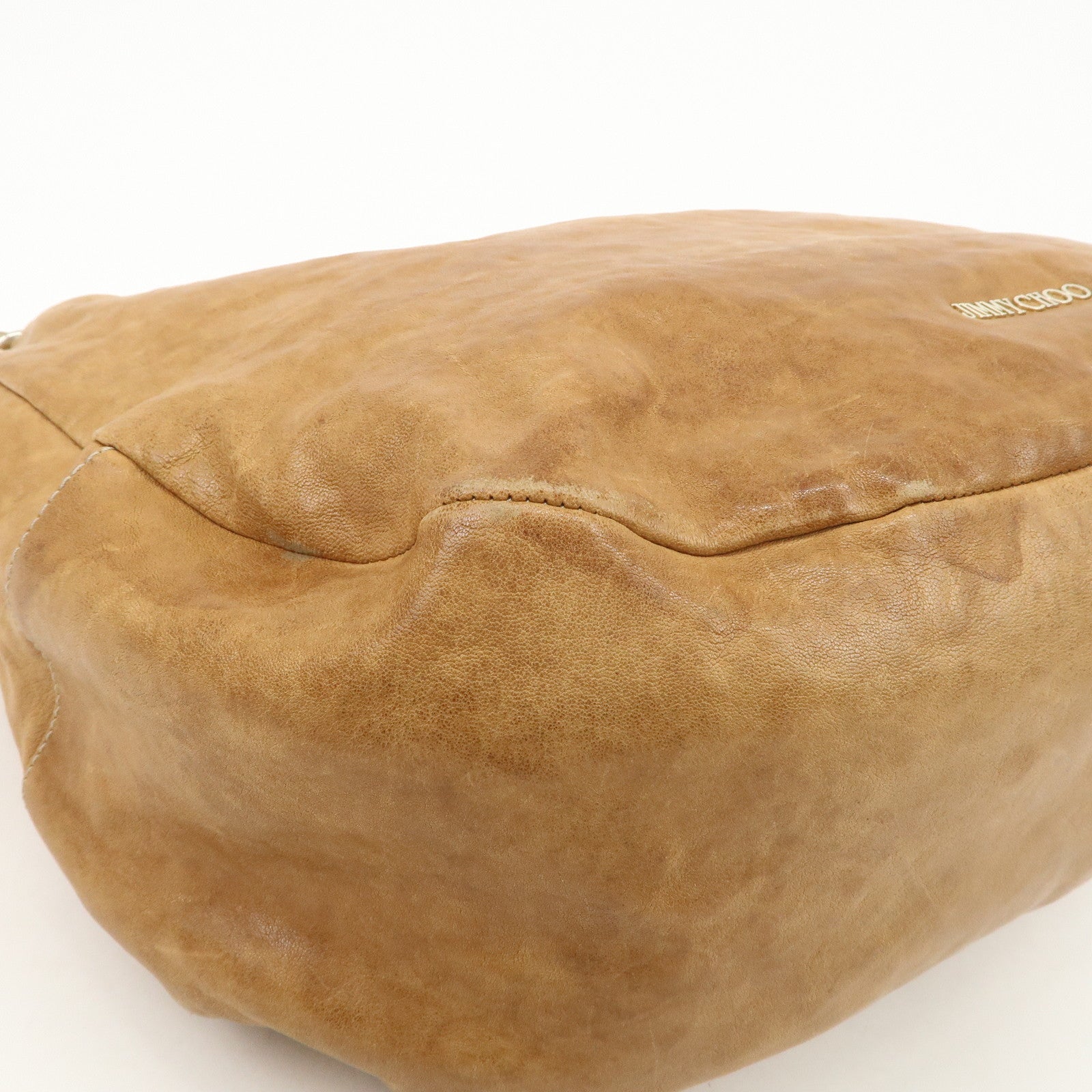 JIMMY CHOO Sky Bag Leather Shoulder Bag Hand Bag Brown