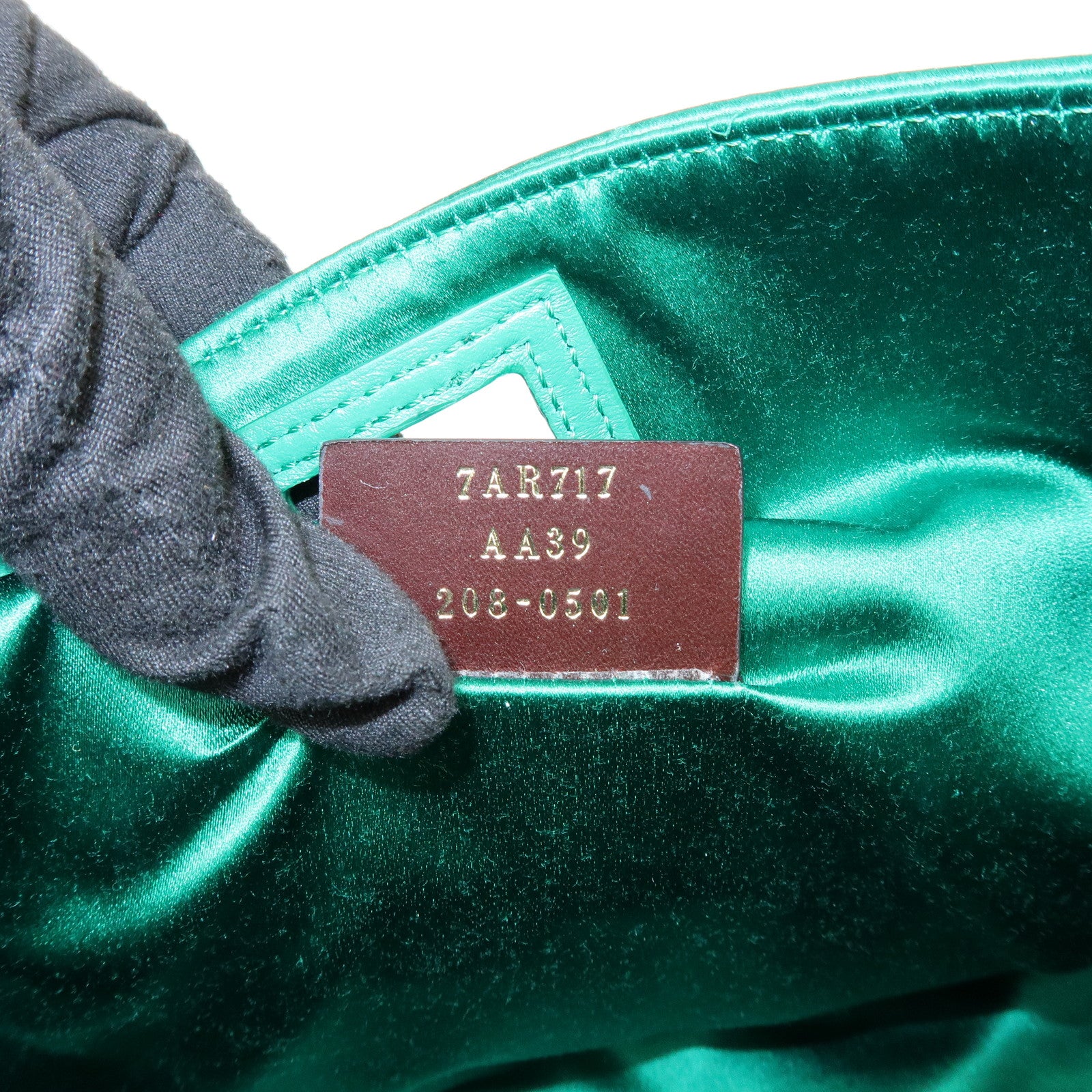 FENDI Satin Peekaboo Defender Hand Bag Cover Green 7AR717