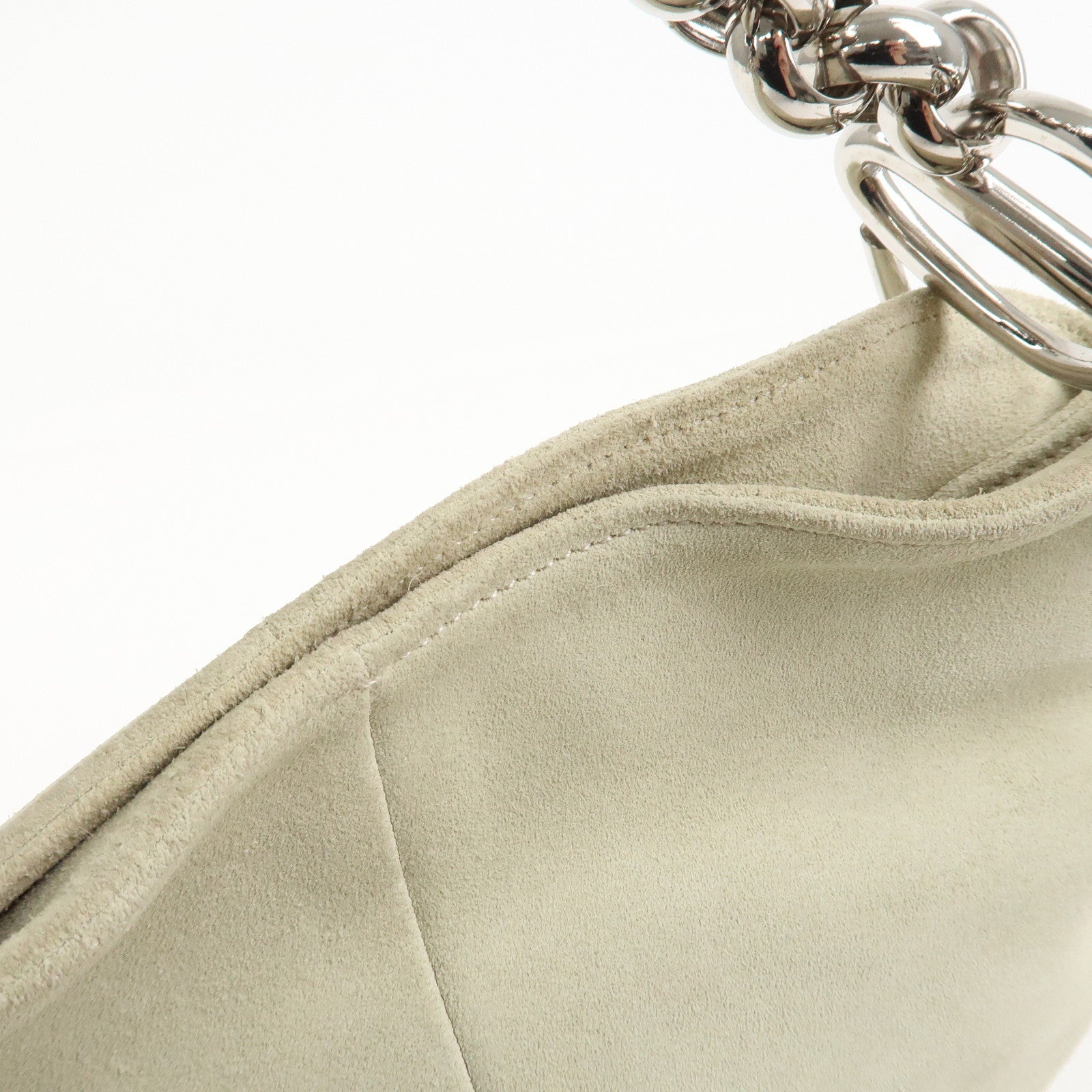 LOEWE Suede Chain Hand Bag Shoulder Bag Ivory Silver