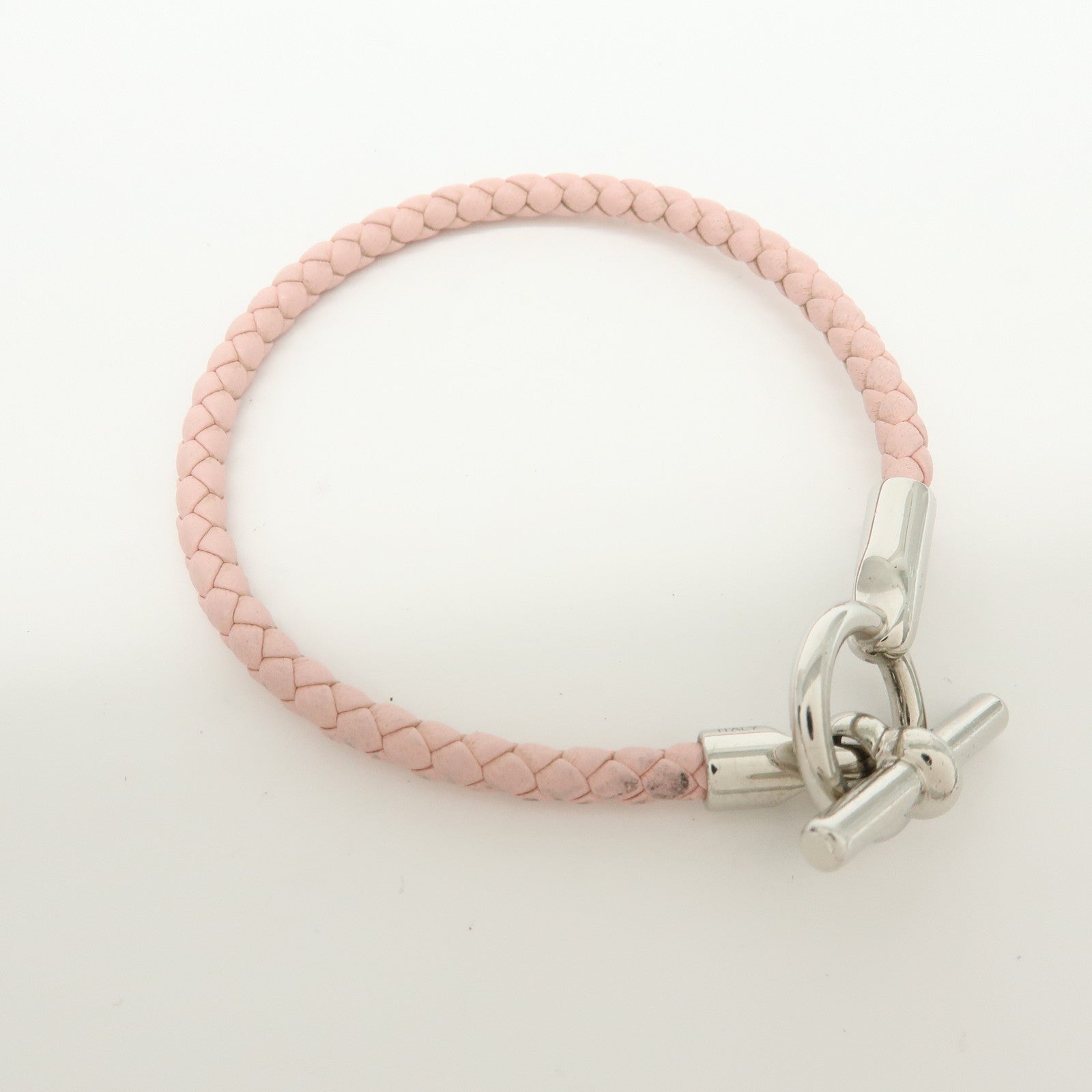 HERMES Glenan H Tresse en Veau Swift Leather Bracelet Light Pink
