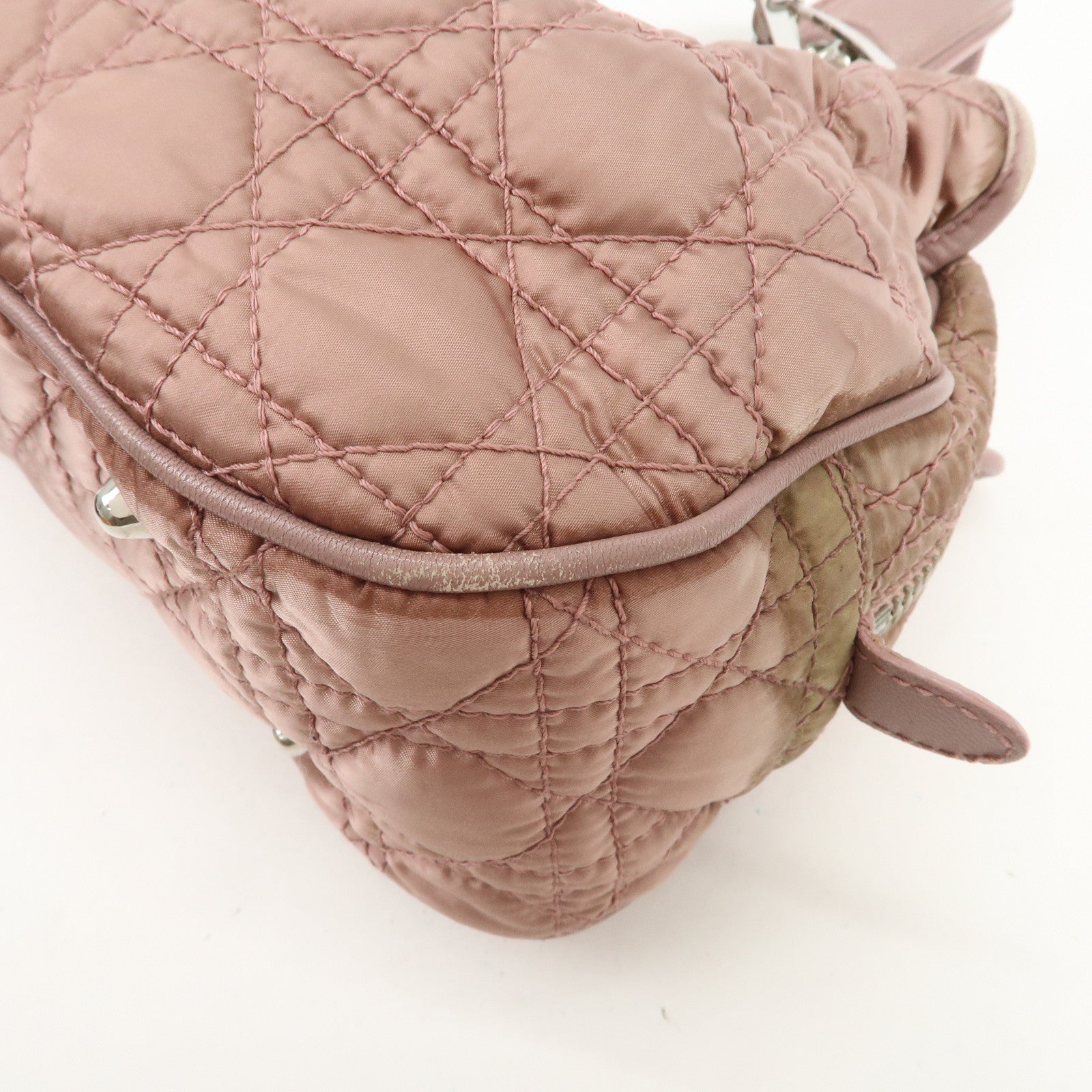 Christian Dior Canage Nylon Leather Hand Bag Pink