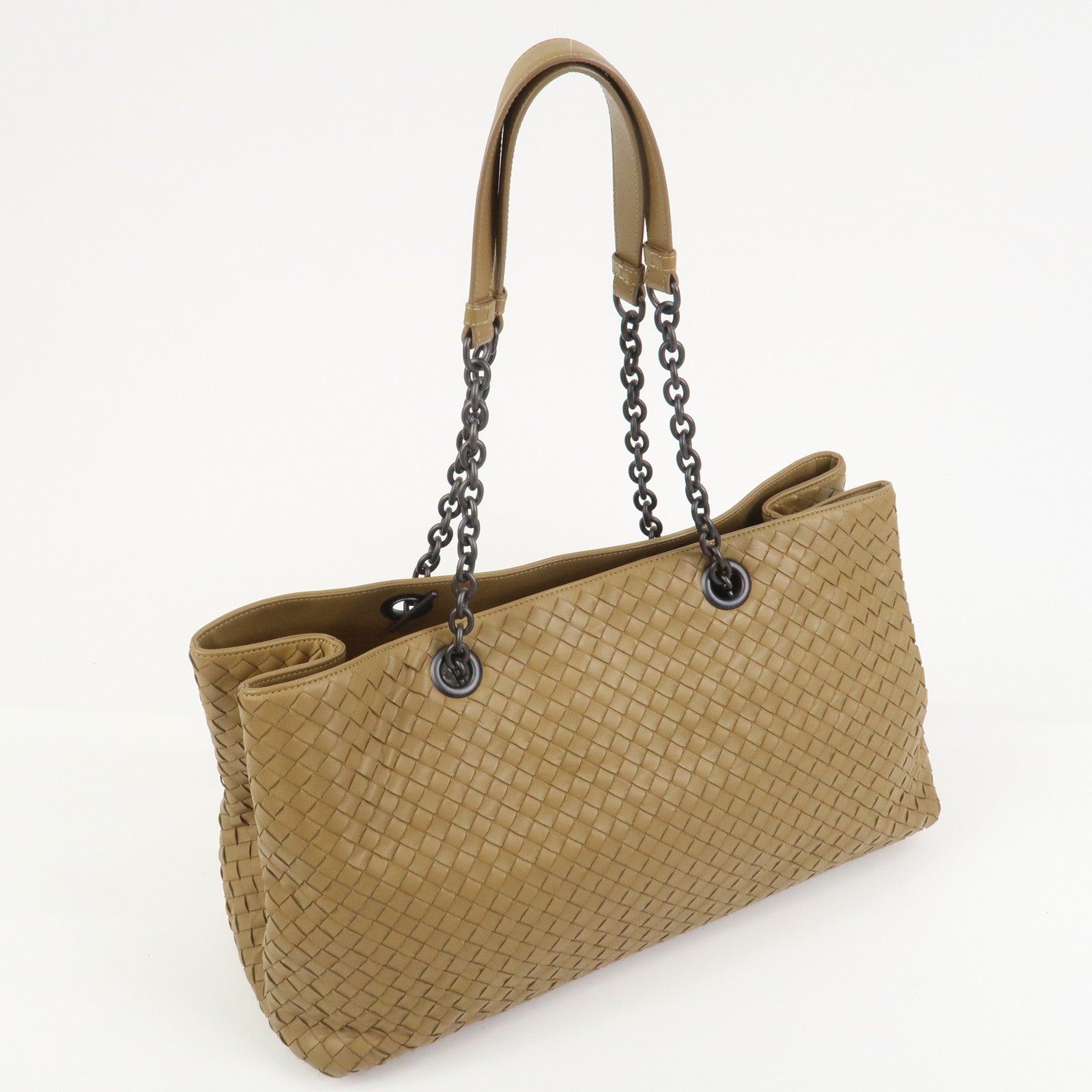 BOTTEGA VENETA Intrecciato Nappa Leather Shoulder Tote Bag Brown