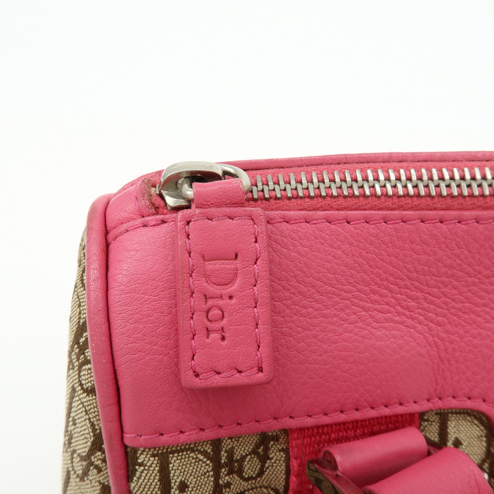 Christian Dior Trotter Street Chic Canvas Leather Boston Bag Pink