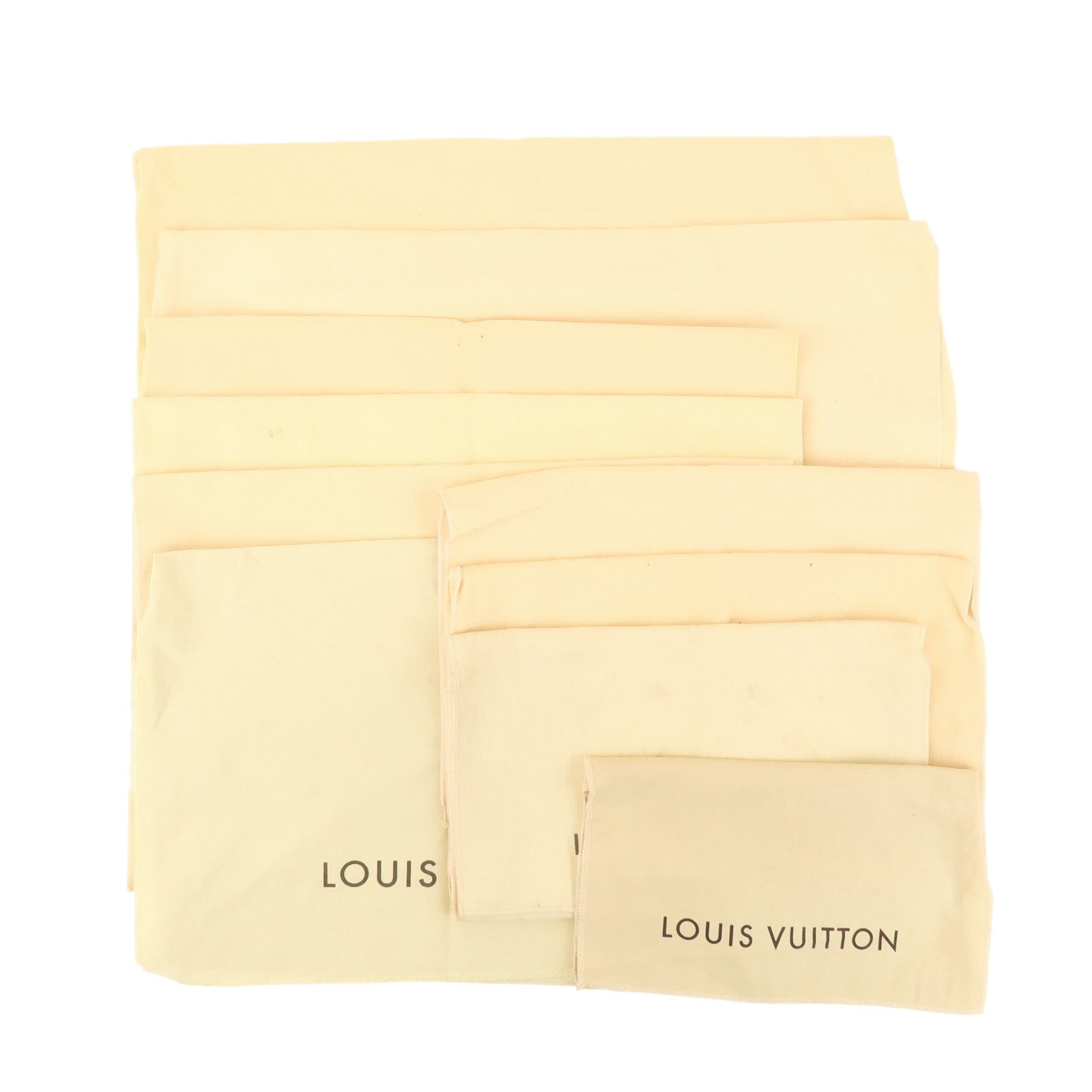 Louis Vuitton Set of 10 Dust Bag Storage Bag Flap Style Beige