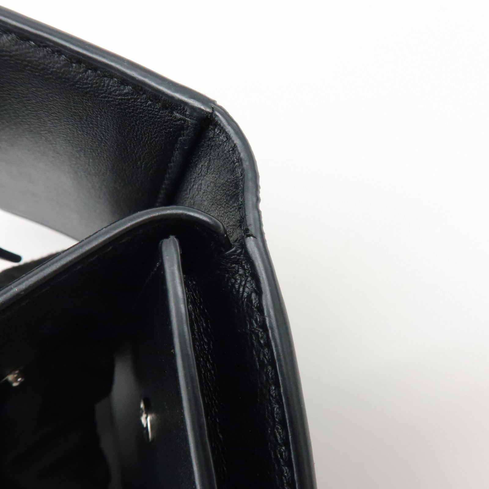 BALENCIAGA Logo Leather Bi-fold Compact Flap Wallet Black 637450
