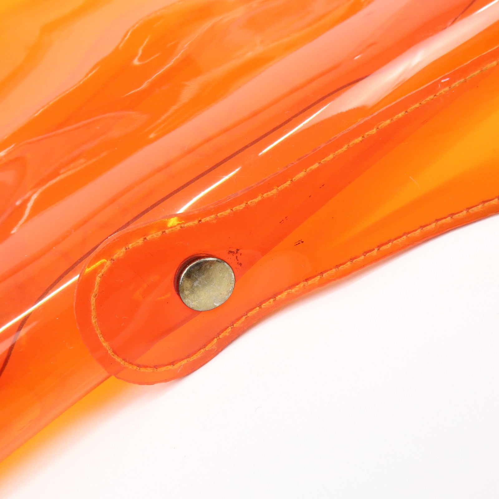 HERMES Kelly Vinyl Hand Bag Clear Orange