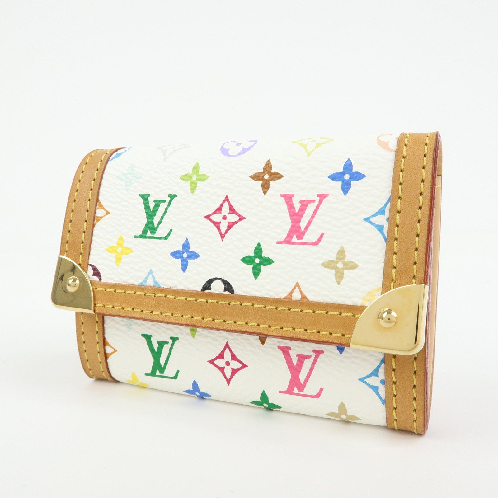 Louis Vuitton Monogram Porte Monnaie Plat Coin Case Blanc M92657