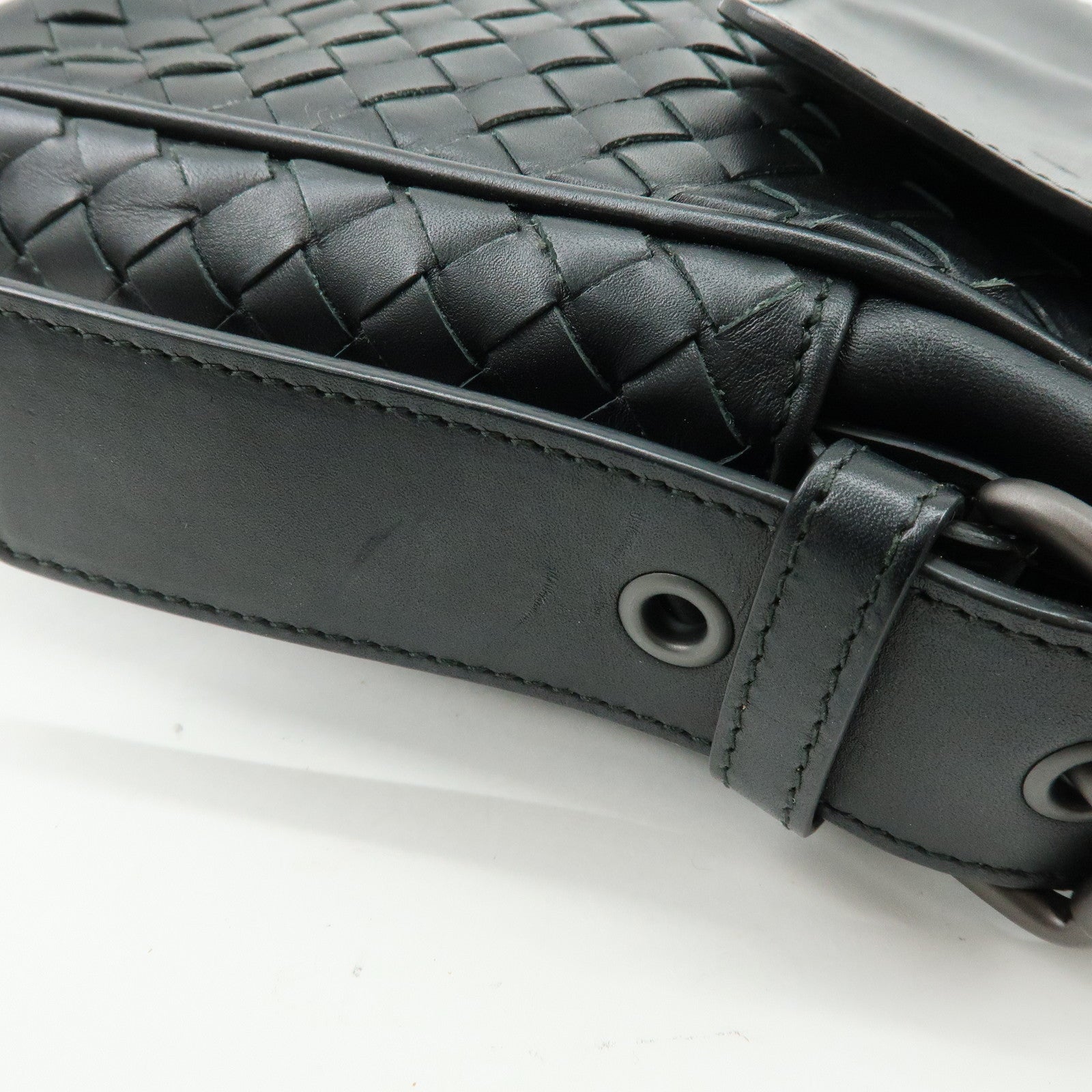 BOTTEGA VENETA Intrecciato Leather Shoulder Bag Black 163313