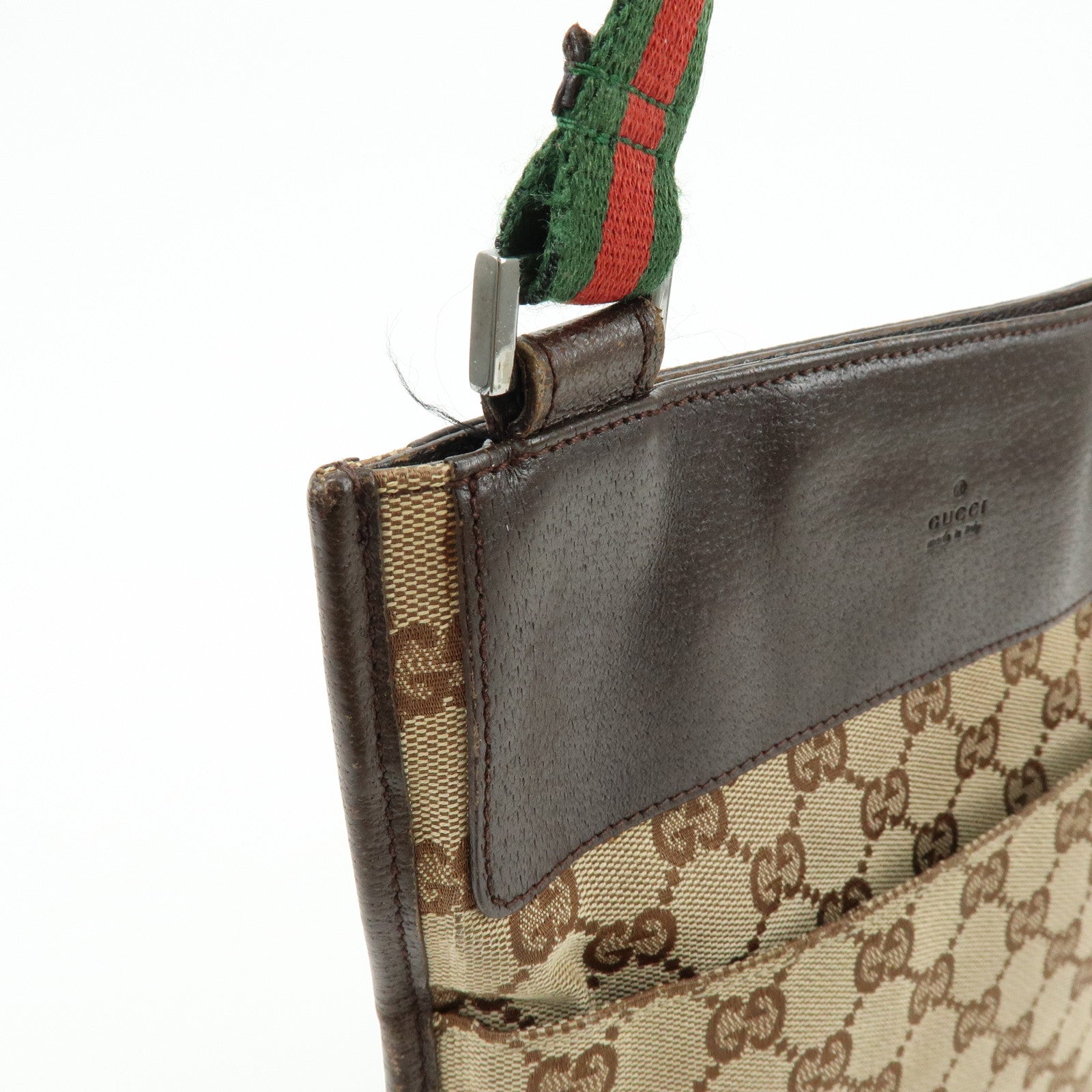 GUCCI Sherry GG Canvas Leather Shoulder Crossbody Bag Brown 27639