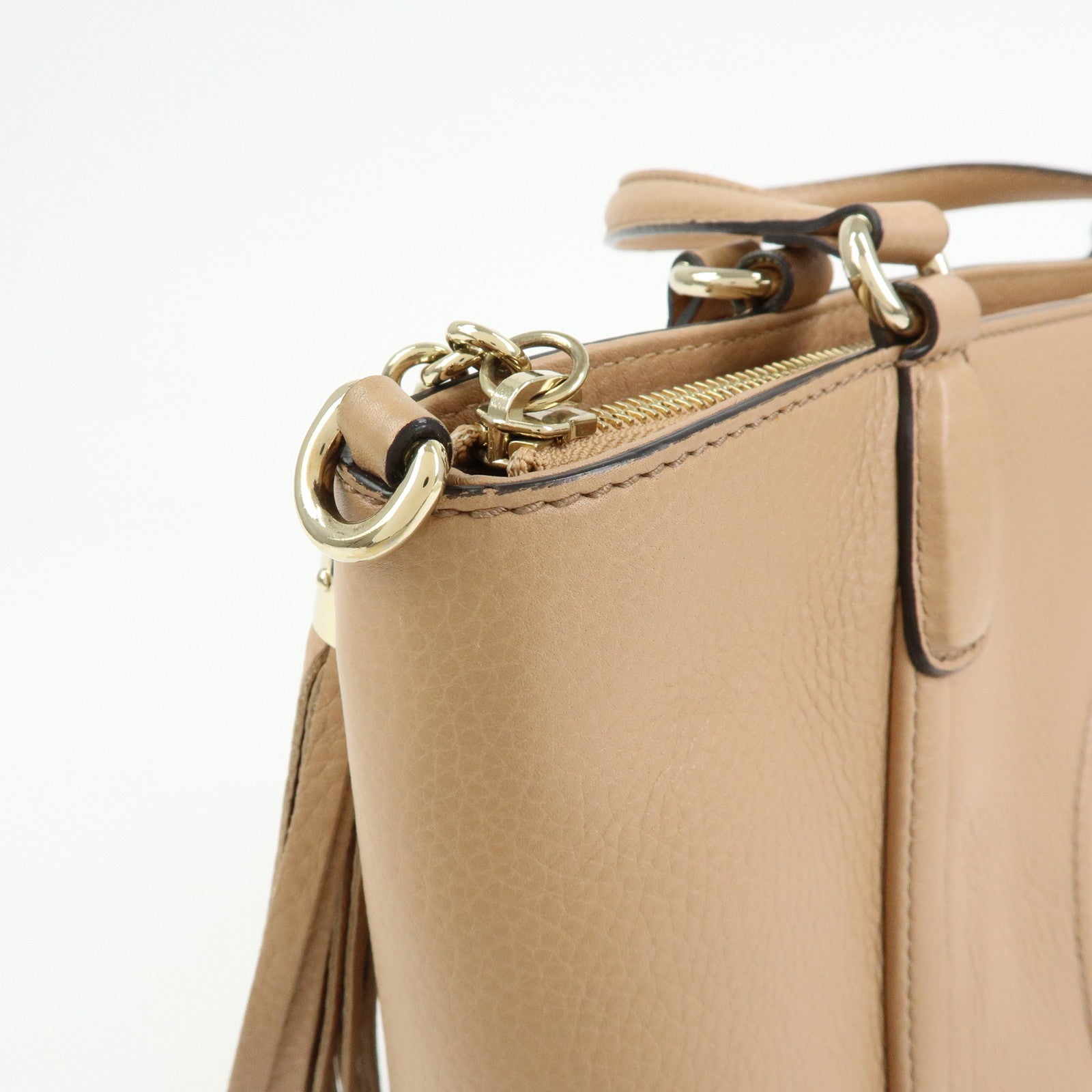 GUCCI SOHO Interlocking G Leather 2Way Hand Bag Beige 369176