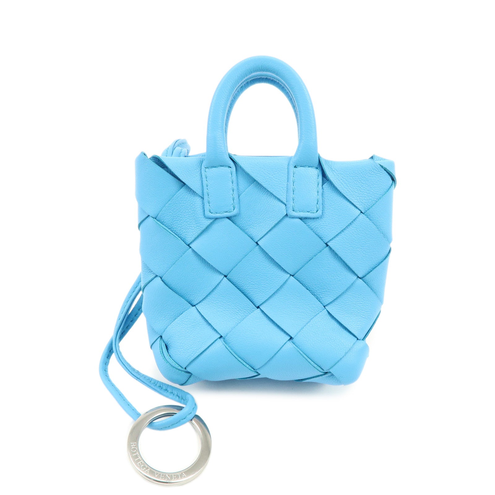 BOTTEGA VENETA Intrecciato Nappa Leather Bag Charm Light Blue