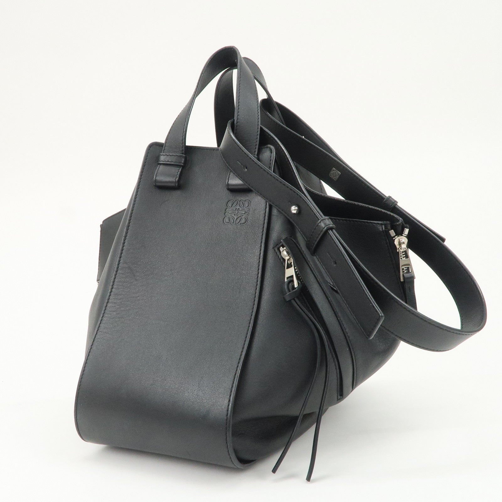 LOEWE Hammock Medium Leather 2Way Bag Shoulder Bag Hand Bag Black