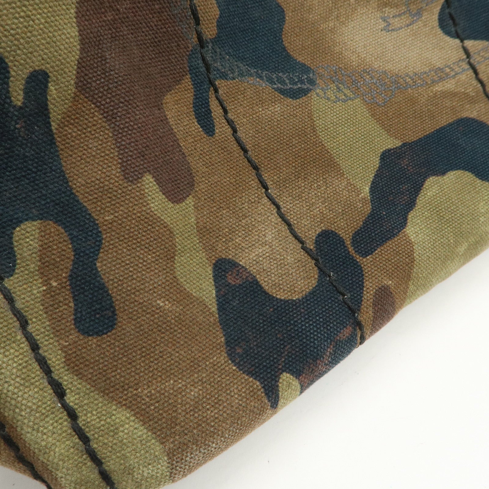 PRADA Logo Canapa Canvas 2Way Hand Bag Camouflage Khaki B2642B