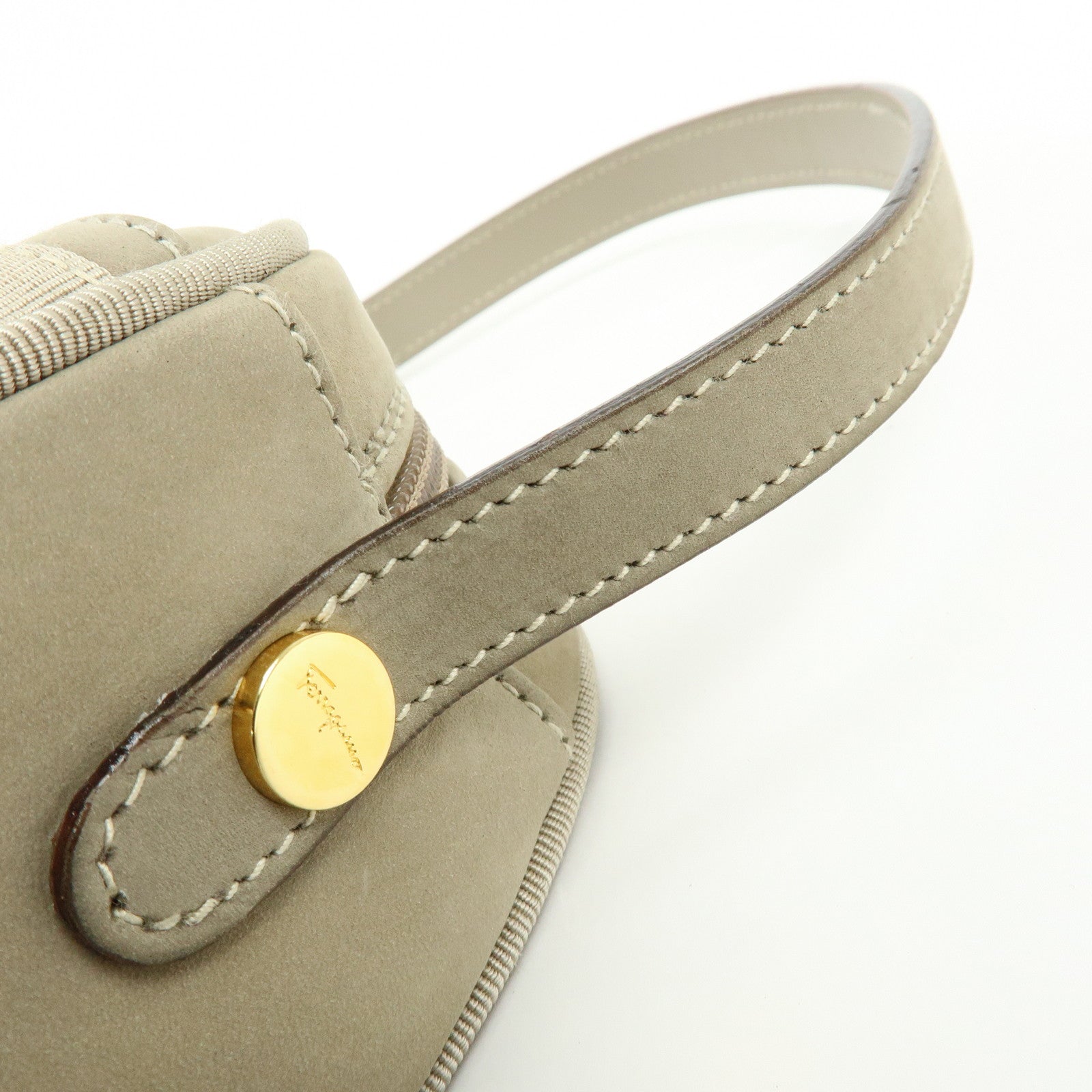 Ferragamo Vara Leather Shoulder Bag Crossbody Bag Greige